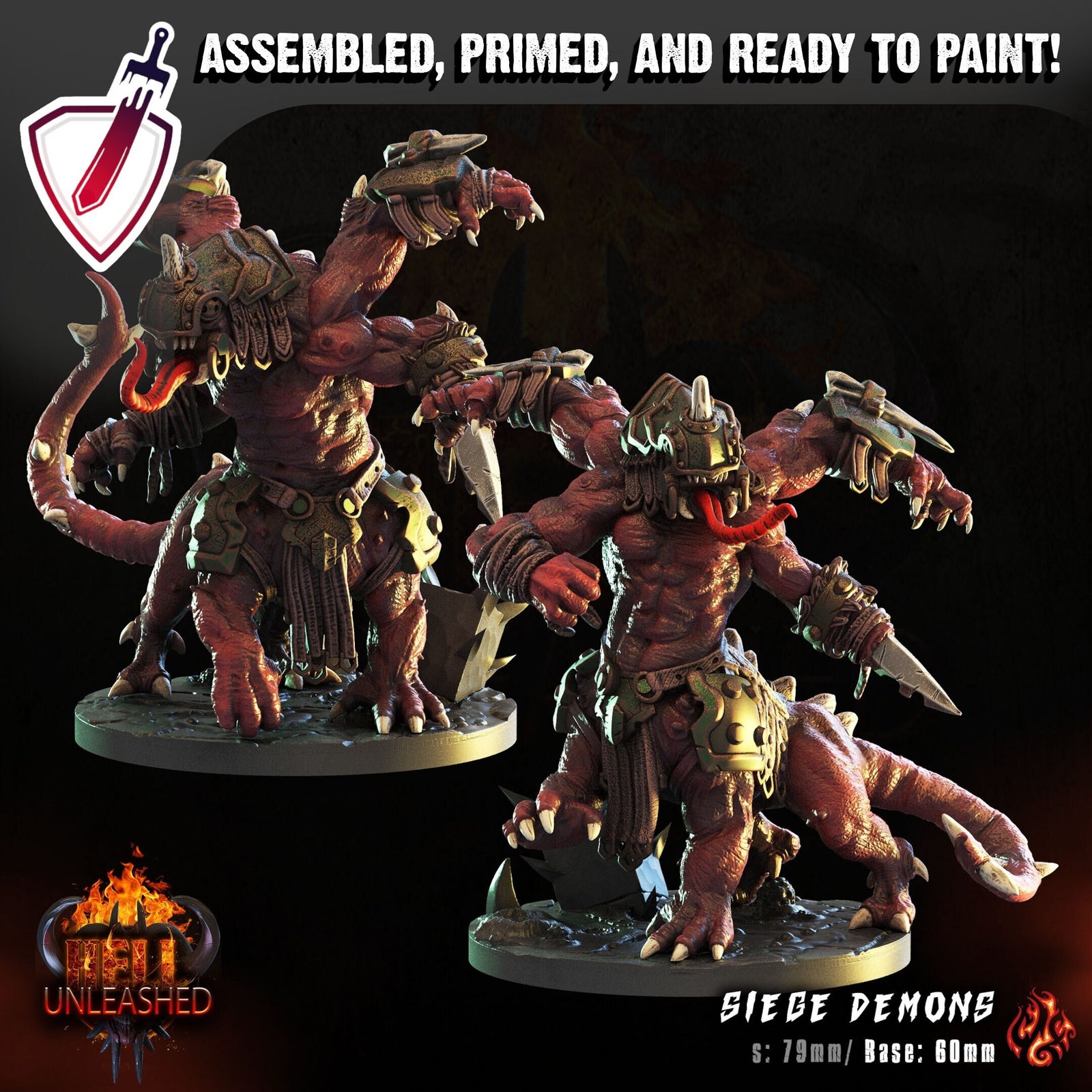 Siege Demons | Miniatures by Crippled God Foundry | Resin Mini for Tabletop Gaming, D&D, Pathfinder, and Painting | Assembled and Primed - Brush and Battle