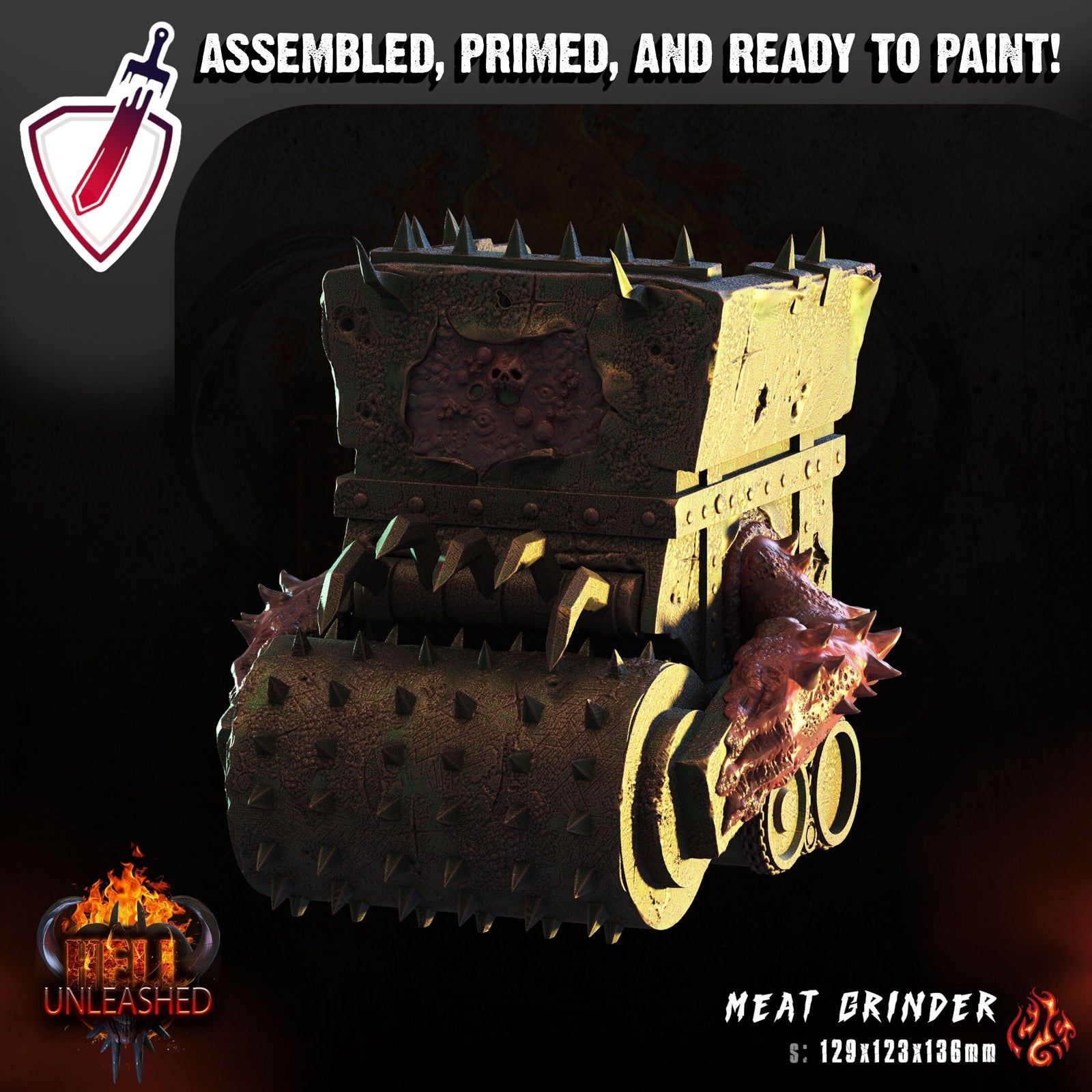 Meat Grinder | (Massive) Miniature by Crippled God Foundry | Resin Mini For Tabletop Gaming, D&D, Pathfinder, Painting | Assembled + Primed - Brush and Battle