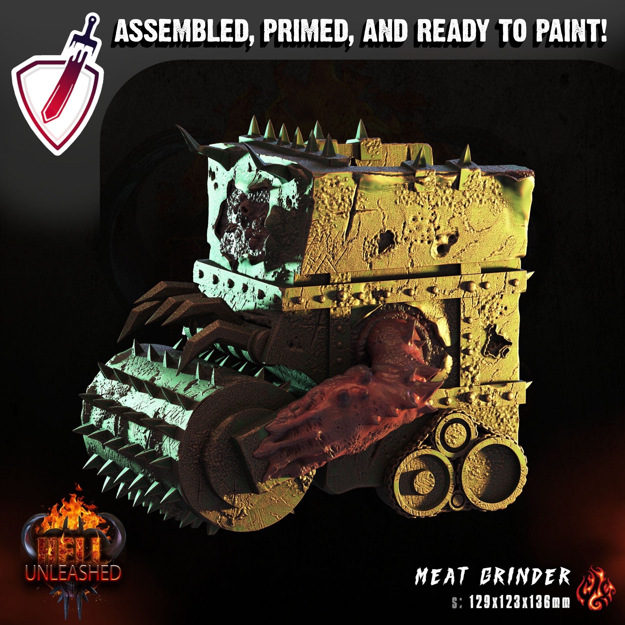 Meat Grinder | (Massive) Miniature by Crippled God Foundry | Resin Mini For Tabletop Gaming, D&D, Pathfinder, Painting | Assembled + Primed - Brush and Battle