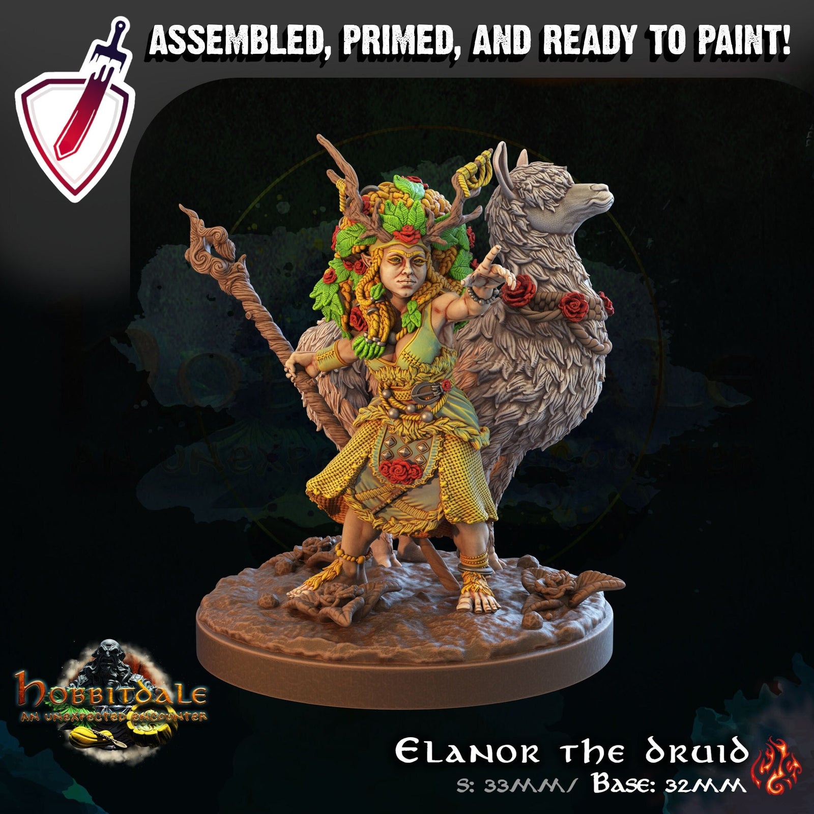 Elanor the Druid | Miniature by Crippled God Foundry | Resin Mini For Tabletop Gaming, D&D, Pathfinder, and Painting | Assembled and Primed - Brush and Battle