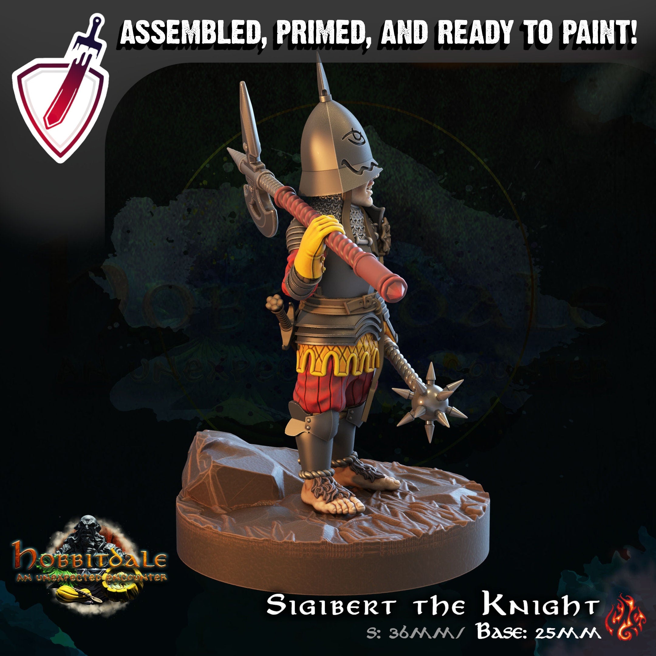 Sigibert the Knight | Miniature by Crippled God Foundry | Resin Mini For Tabletop Gaming, D&D, Pathfinder, Painting | Assembled and Primed - Brush and Battle