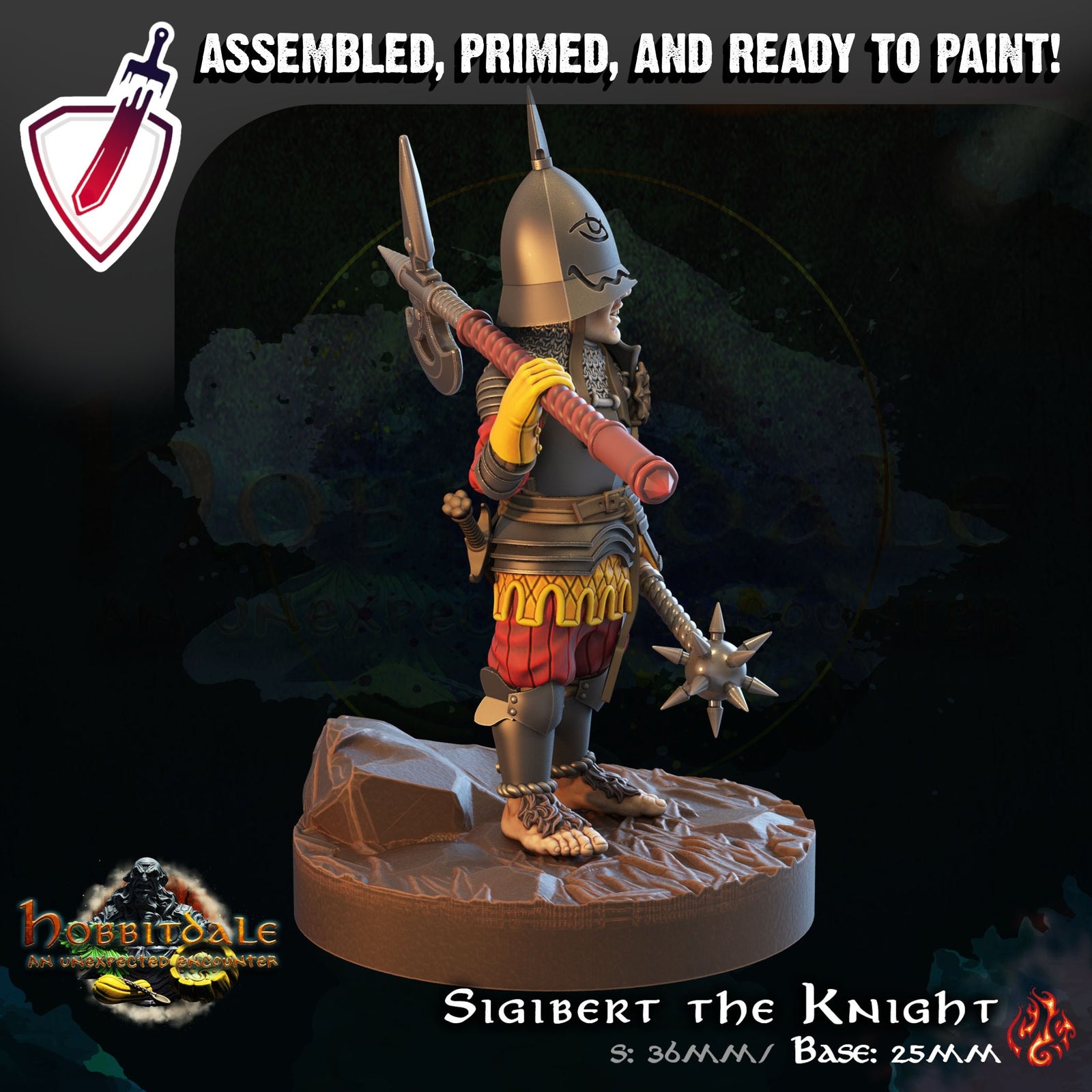 Sigibert the Knight | Miniature by Crippled God Foundry | Resin Mini For Tabletop Gaming, D&D, Pathfinder, Painting | Assembled and Primed - Brush and Battle