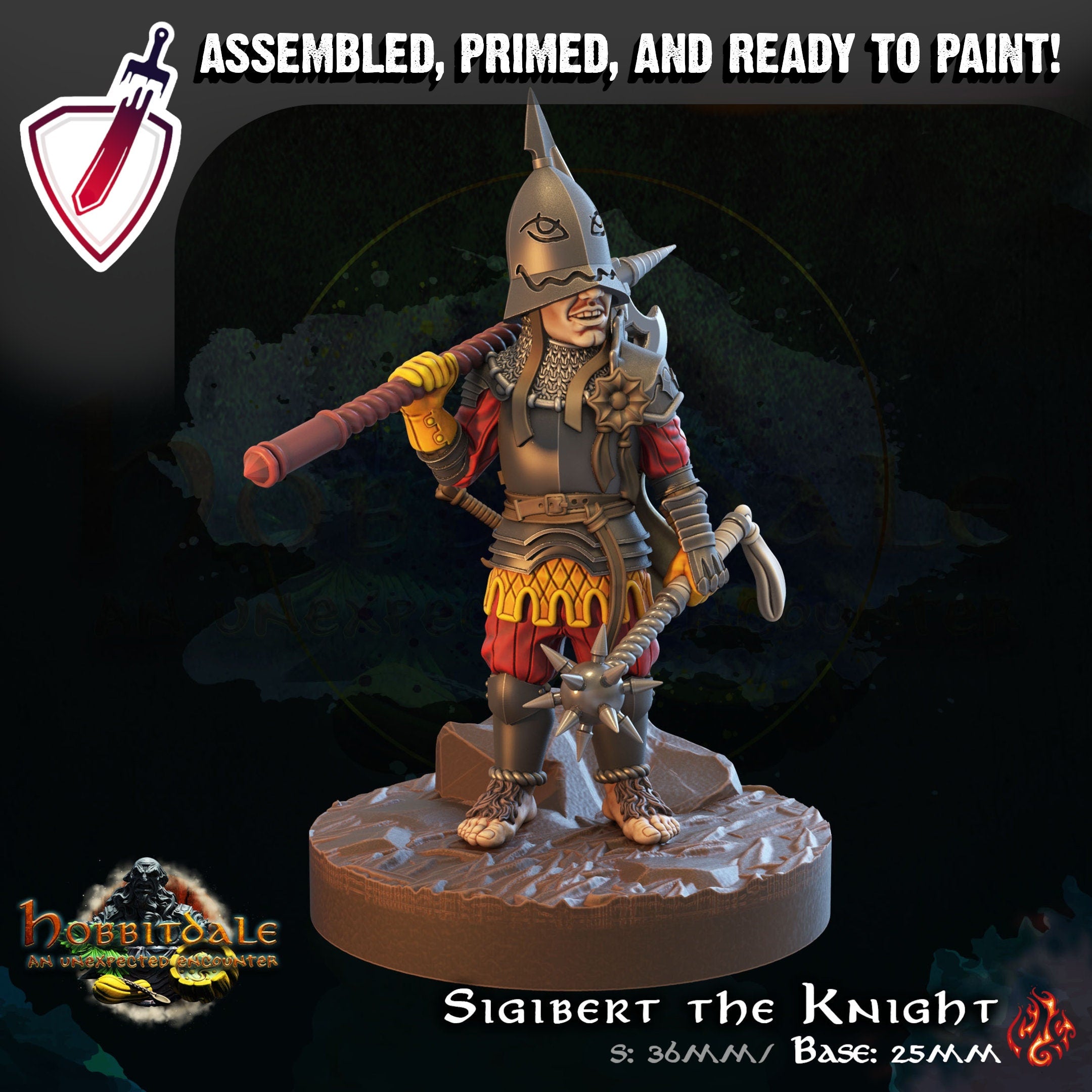 Sigibert the Knight | Miniature by Crippled God Foundry | Resin Mini For Tabletop Gaming, D&D, Pathfinder, Painting | Assembled and Primed - Brush and Battle