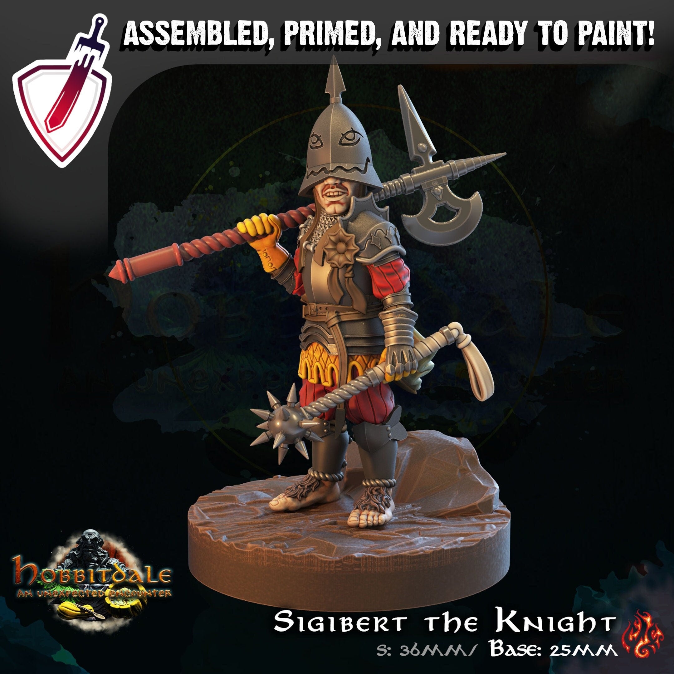 Sigibert the Knight | Miniature by Crippled God Foundry | Resin Mini For Tabletop Gaming, D&D, Pathfinder, Painting | Assembled and Primed - Brush and Battle