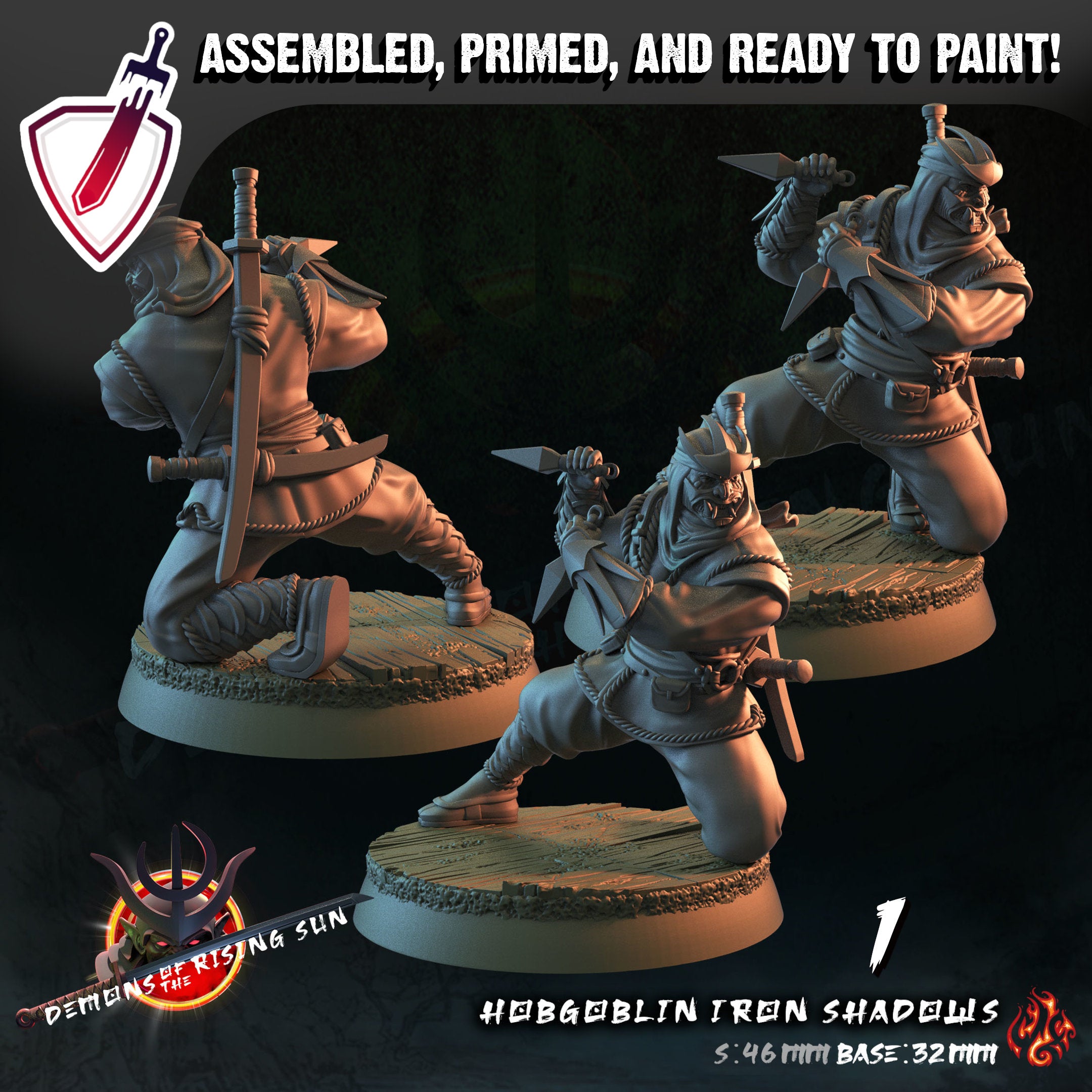 Hobgoblin Iron Shadows | Miniature by Crippled God Foundry | Resin Mini For Tabletop Gaming, D&D, Pathfinder, Painting | Assembled + Primed - Brush and Battle