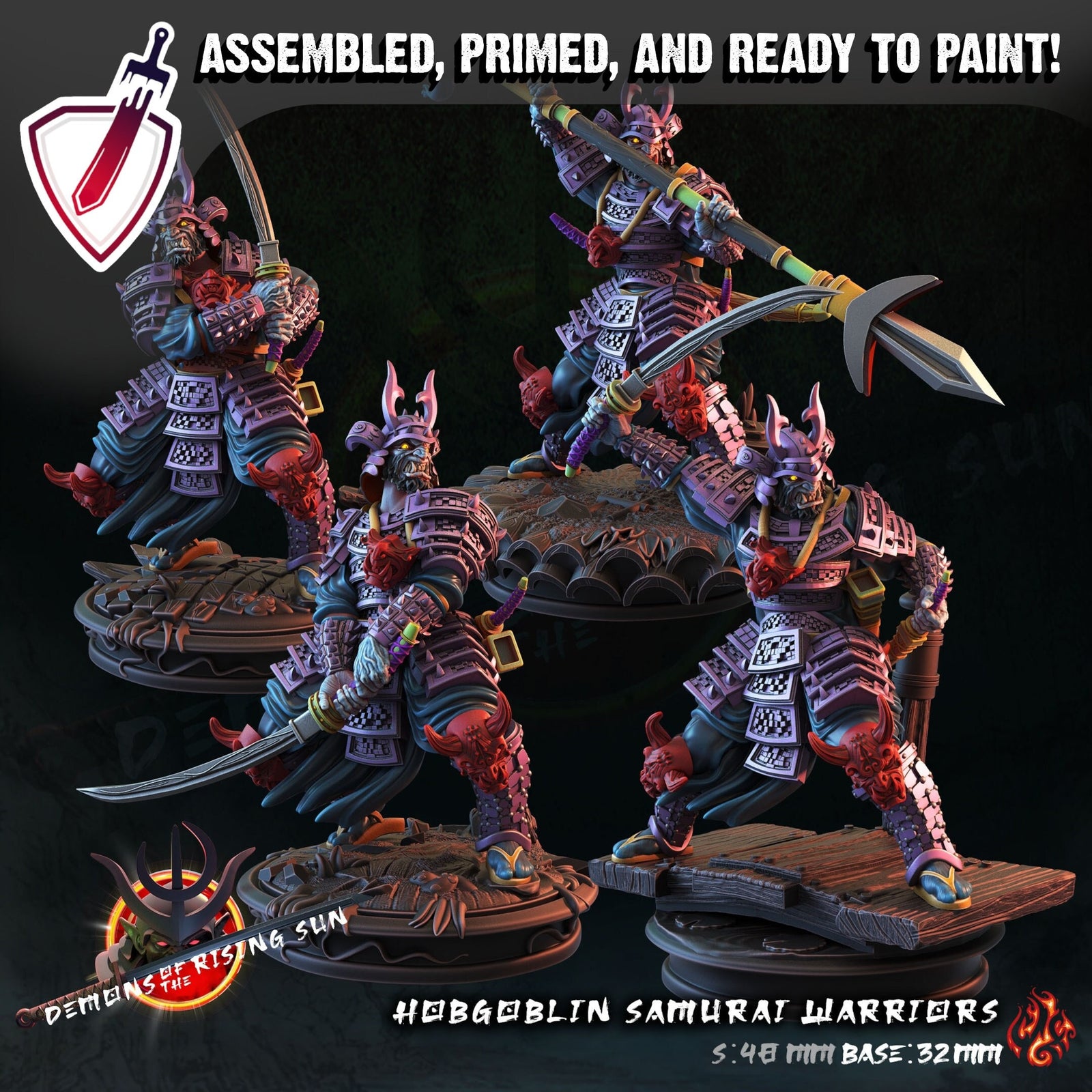 Hobgoblin Samurai Warrior | Miniature by Crippled God Foundry | For Tabletop Gaming, D&D, Pathfinder, and Painting | Assembled and Primed - Brush and Battle