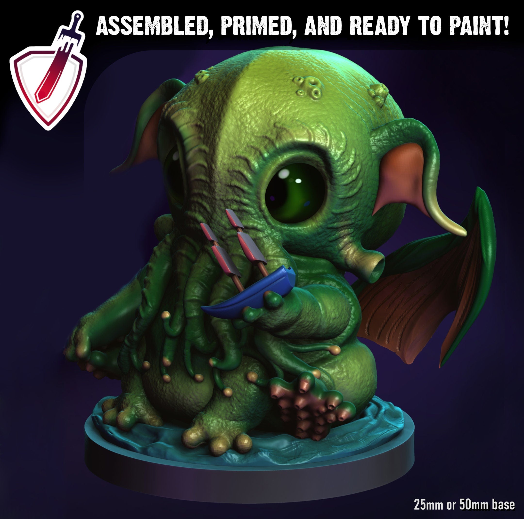 Cute Thullu | Miniature by Lion Heart Forge | Resin Mini For Tabletop Gaming, D&D, Pathfinder, and Painting | Assembled and Primed - Brush and Battle