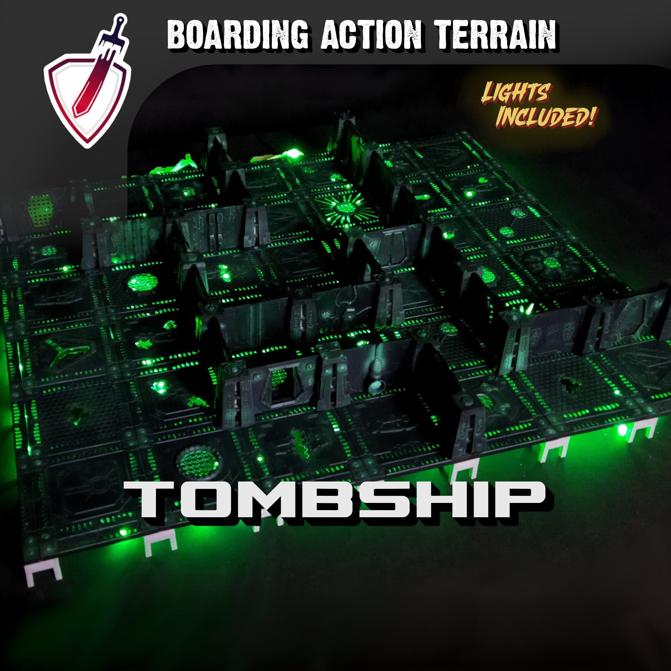 Killteam & Boarding Action Terrain | Tombship | Light Kit Included | 221 Pieces! - Brush and Battle