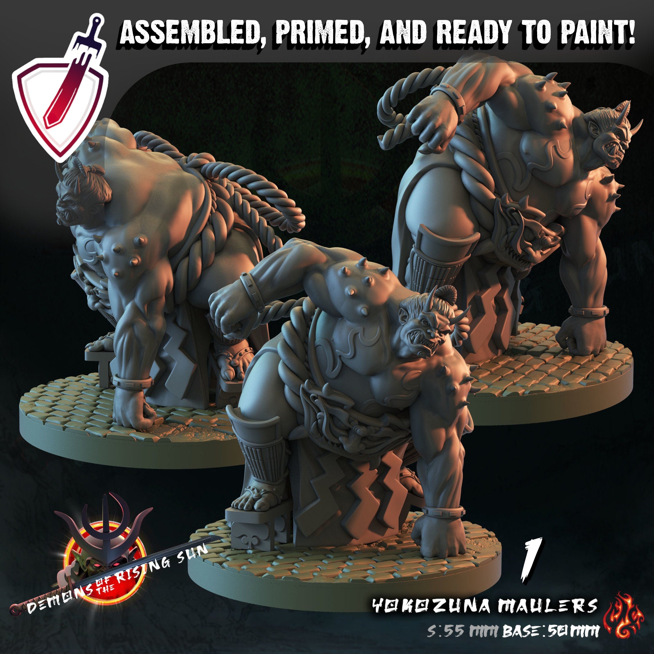 Yokozuna Maulers | Miniature by Crippled God Foundry | For Tabletop Gaming, D&D, Pathfinder, and Painting | Assembled and Primed - Brush and Battle