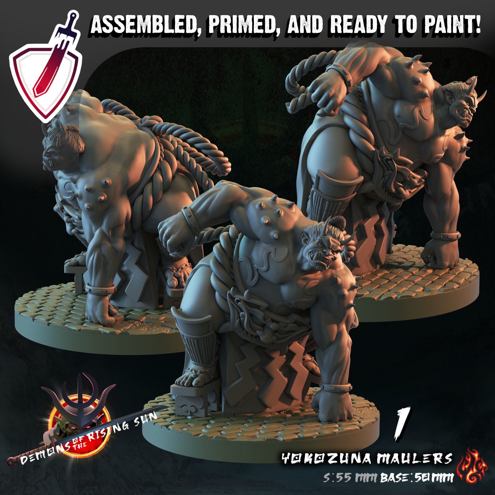 Yokozuna Maulers | Miniature by Crippled God Foundry | For Tabletop Gaming, D&D, Pathfinder, and Painting | Assembled and Primed - Brush and Battle