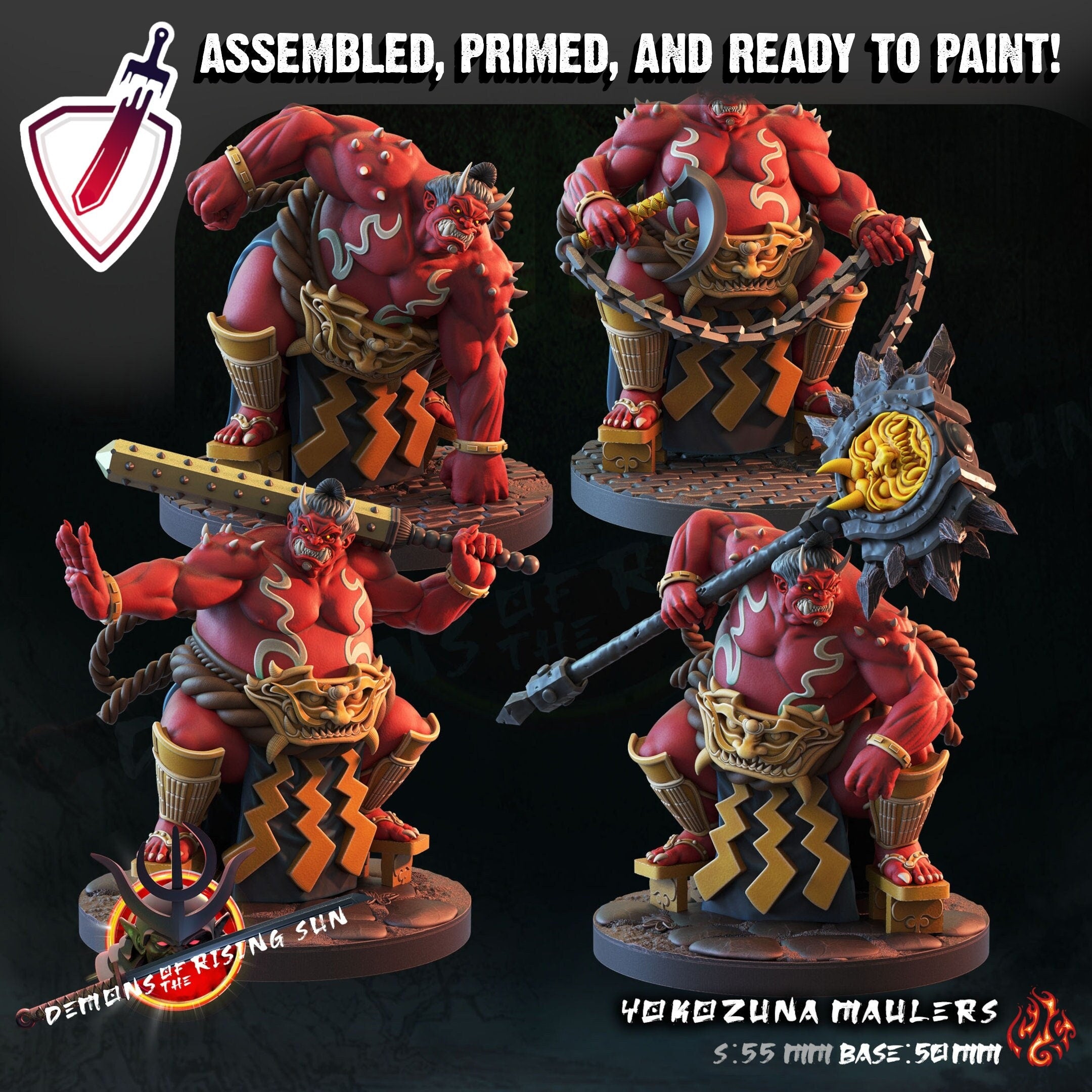 Yokozuna Maulers | Miniature by Crippled God Foundry | For Tabletop Gaming, D&D, Pathfinder, and Painting | Assembled and Primed - Brush and Battle