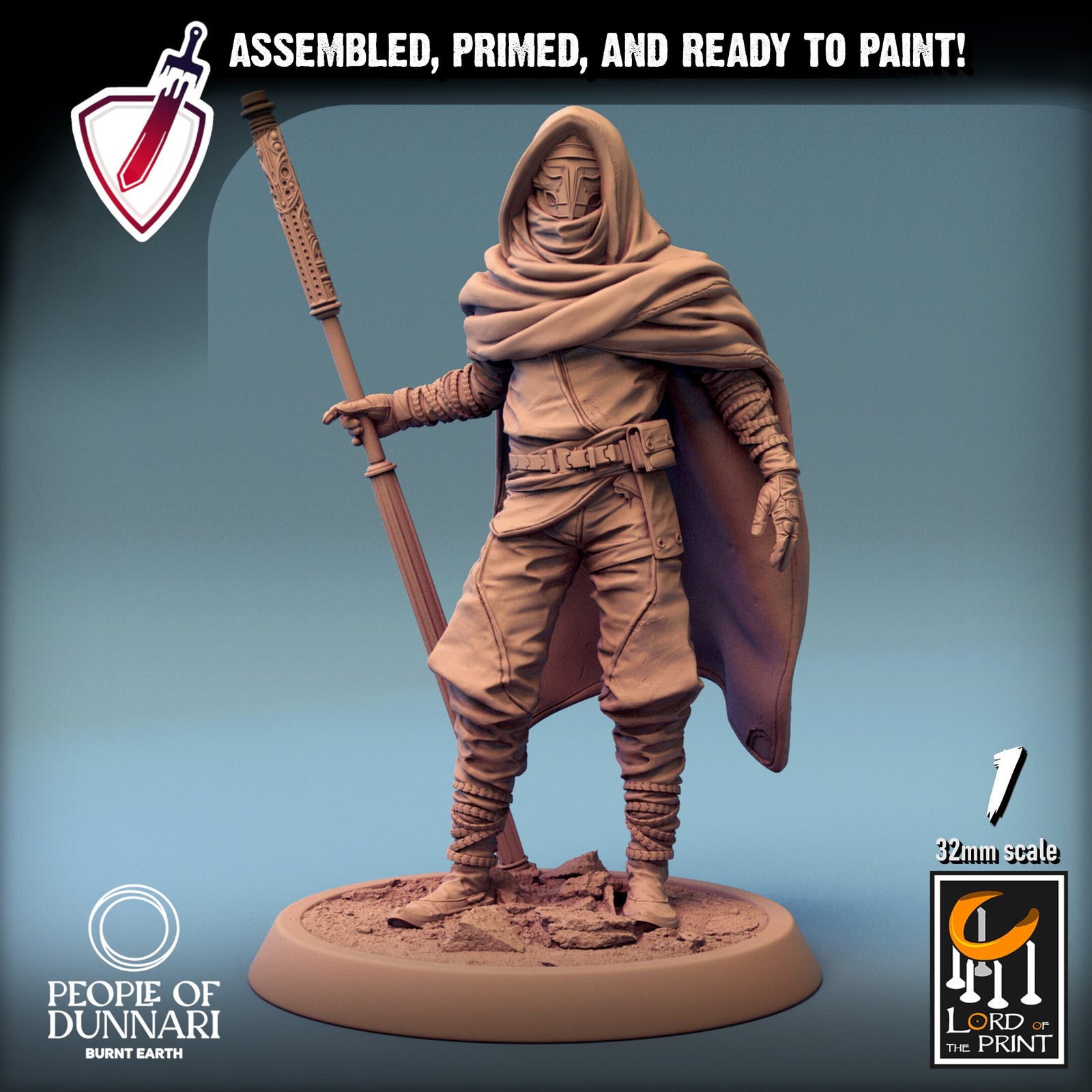 Dunnari Sandweavers | Miniatures by Lord of the Print | Resin Mini for Tabletop Gaming, D&D, Pathfinder, Painting | Assembled and Primed - Brush and Battle