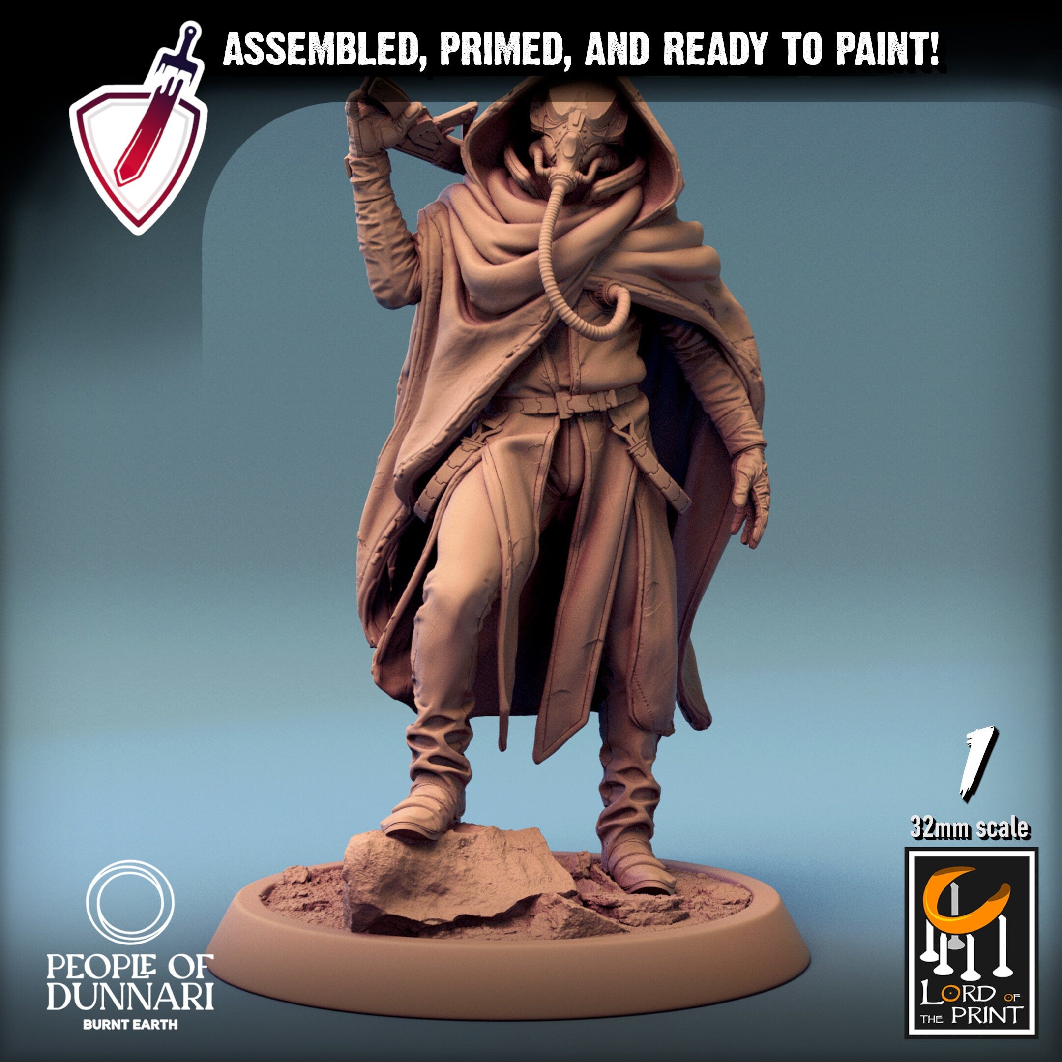 Zephyr Sandrider | Miniatures by Lord of the Print | Resin Mini for Tabletop Gaming, D&D, Pathfinder, Painting | Assembled and Primed - Brush and Battle