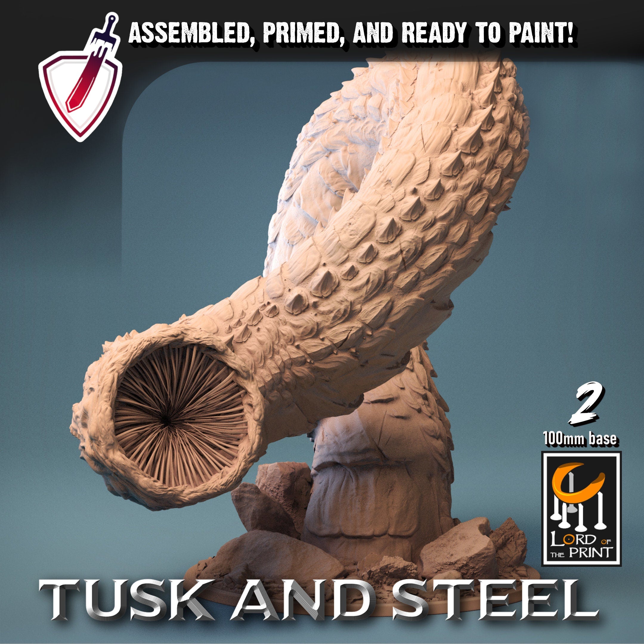Wurm | (Large) Miniatures by Lord of the Print | For Tabletop Gaming, D&D, Pathfinder, and Painting | Assembled and Primed - Brush and Battle