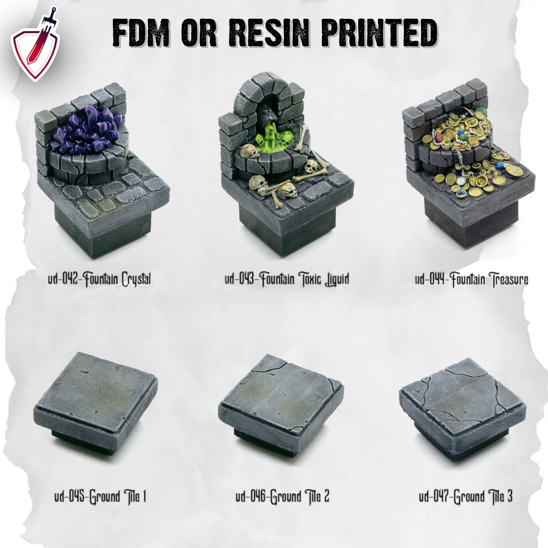 Dungeon Blocks Ultimate Dungeon Expansion Tiles (36-71) | FDM or Resin Print | Great for D&D, Pathfinder, or any Tabletop RPG | Free Grids! - Brush and Battle