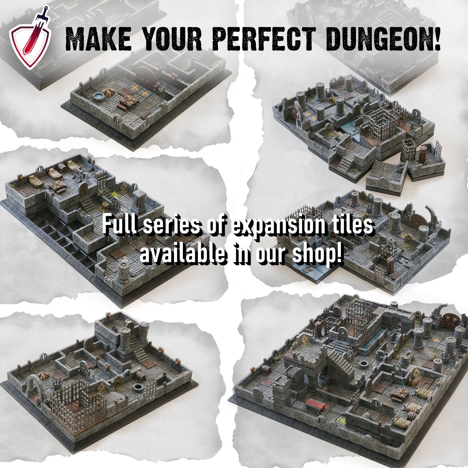 Ultimate Dungeon Set | Modular and  Easy to Expand Dungeon Blocks! | FDM or Resin Printed | Great for D&D, Pathfinder, or any Tabletop RPG - Brush and Battle