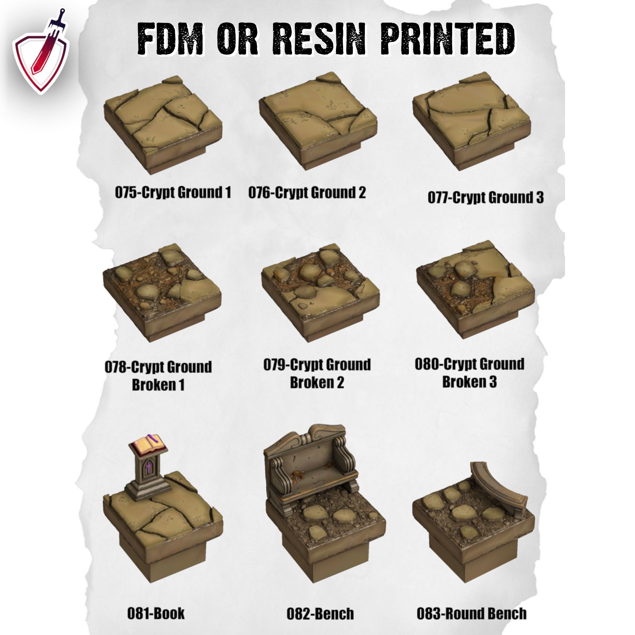 Dungeon Blocks Haunted Graveyard Expansion Tiles (75-118) | FDM or Resin Printed | Great for D&D, Pathfinder, any Tabletop RPG | Free Grids!