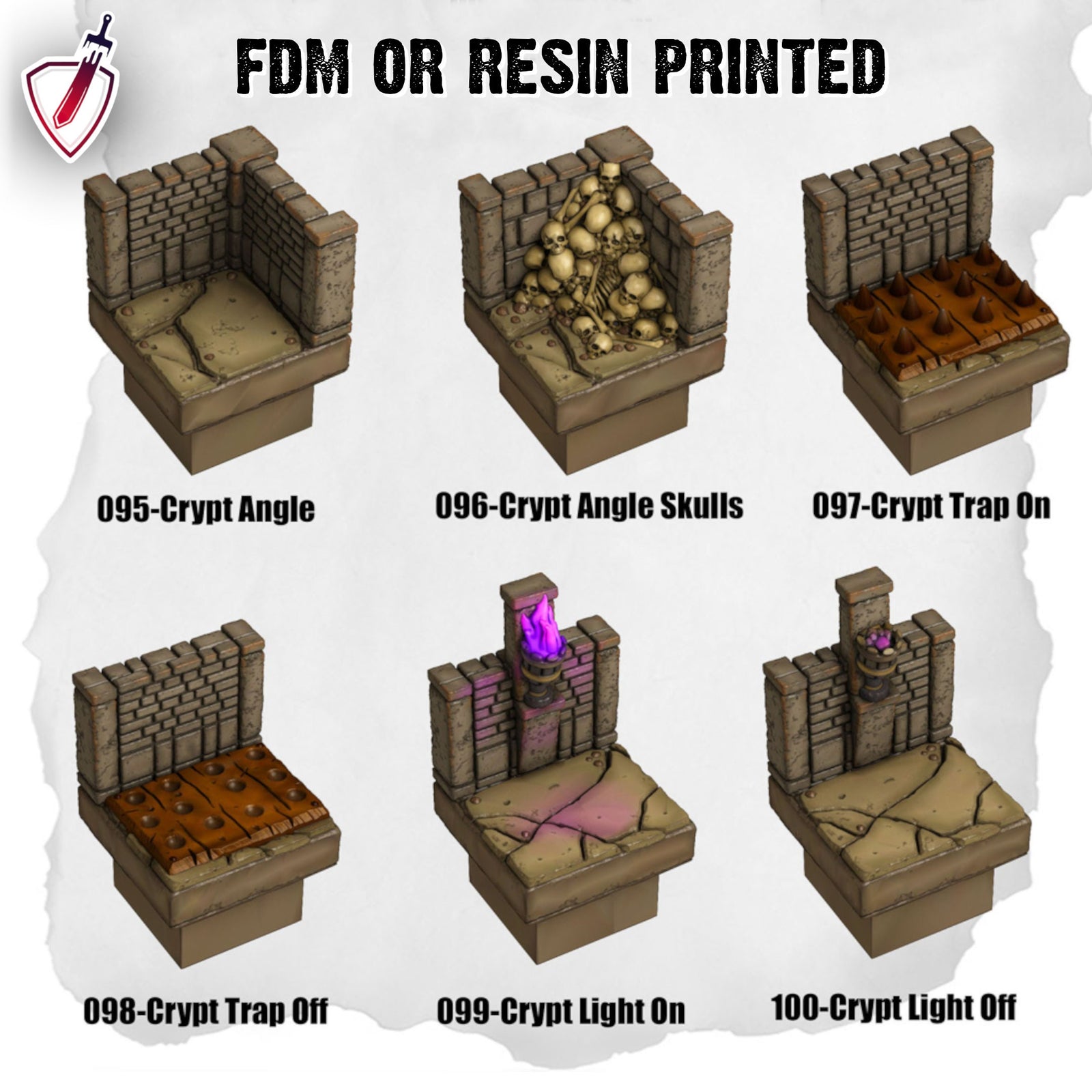 Dungeon Blocks Haunted Graveyard Expansion Tiles (75-118) | FDM or Resin Printed | Great for D&D, Pathfinder, any Tabletop RPG | Free Grids!