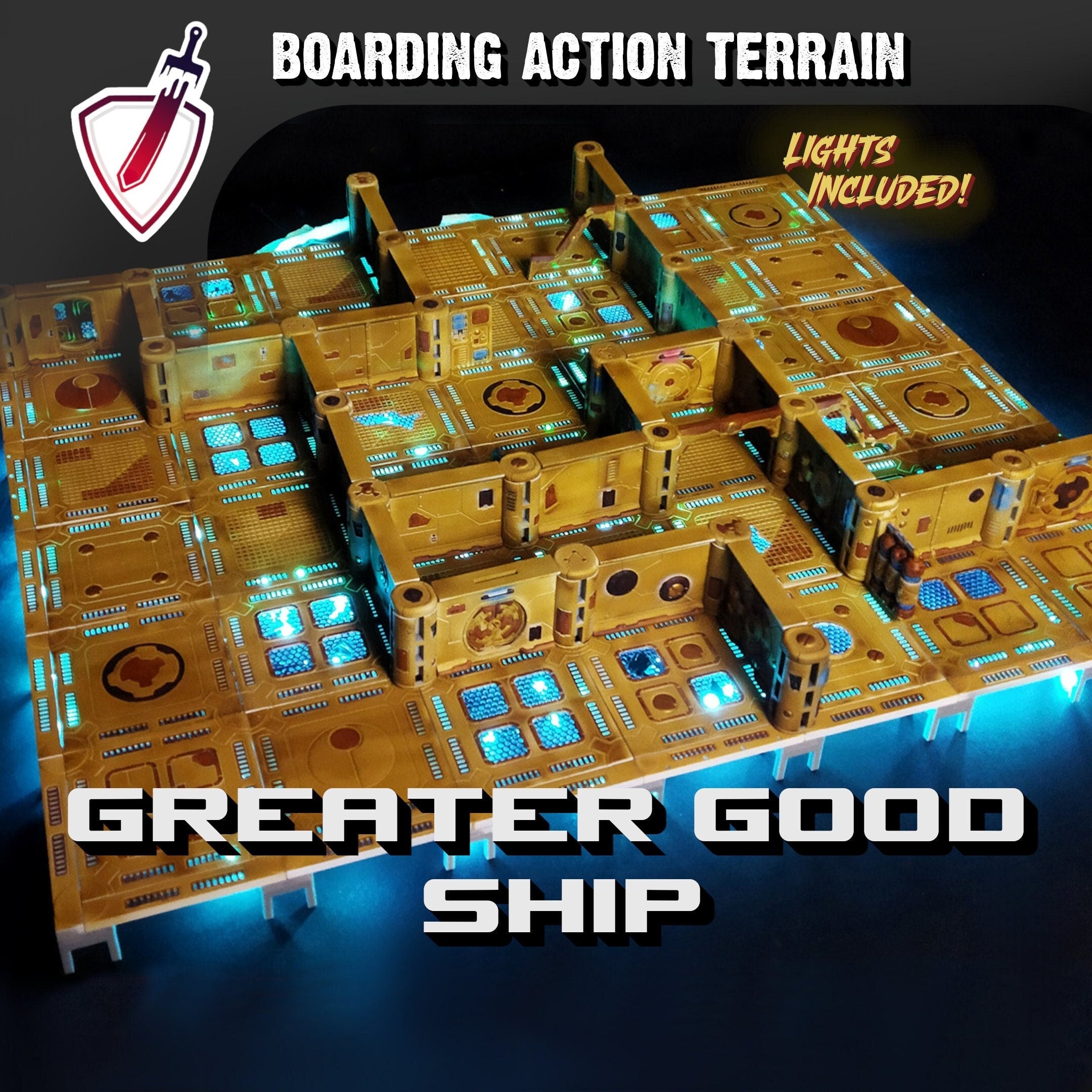 Killteam & Boarding Action Terrain | Greater Good Spaceship | Light Kit Included | 221 Pieces! - Brush and Battle