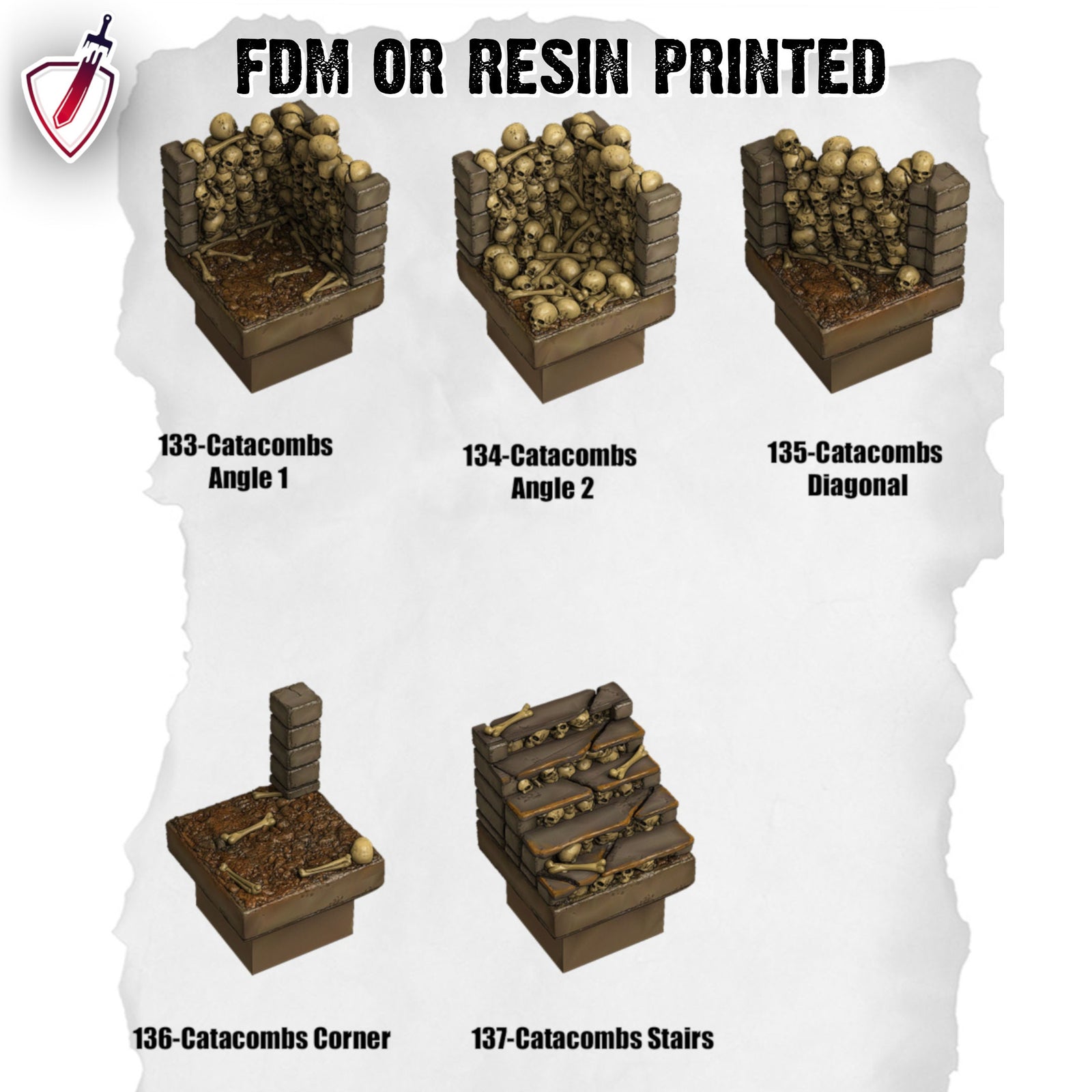 Dungeon Blocks Haunted Graveyard Expansion Tiles(119-149) | FDM or Resin Printed | Great for D&D, Pathfinder, any Tabletop RPG | Free Grids!