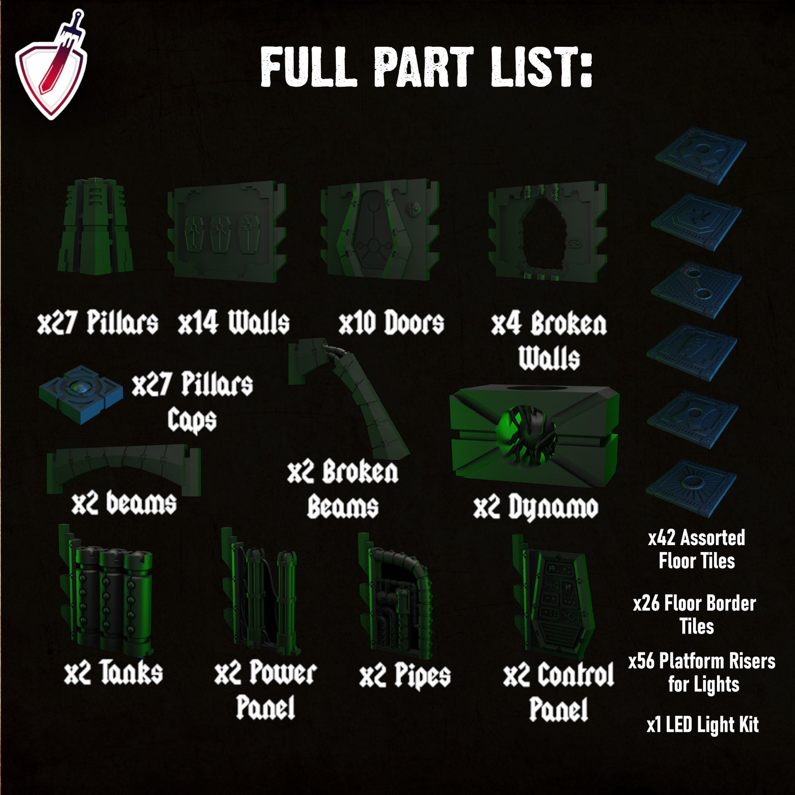 Killteam & Boarding Action Terrain | Tombship | Light Kit Included | 221 Pieces! - Brush and Battle