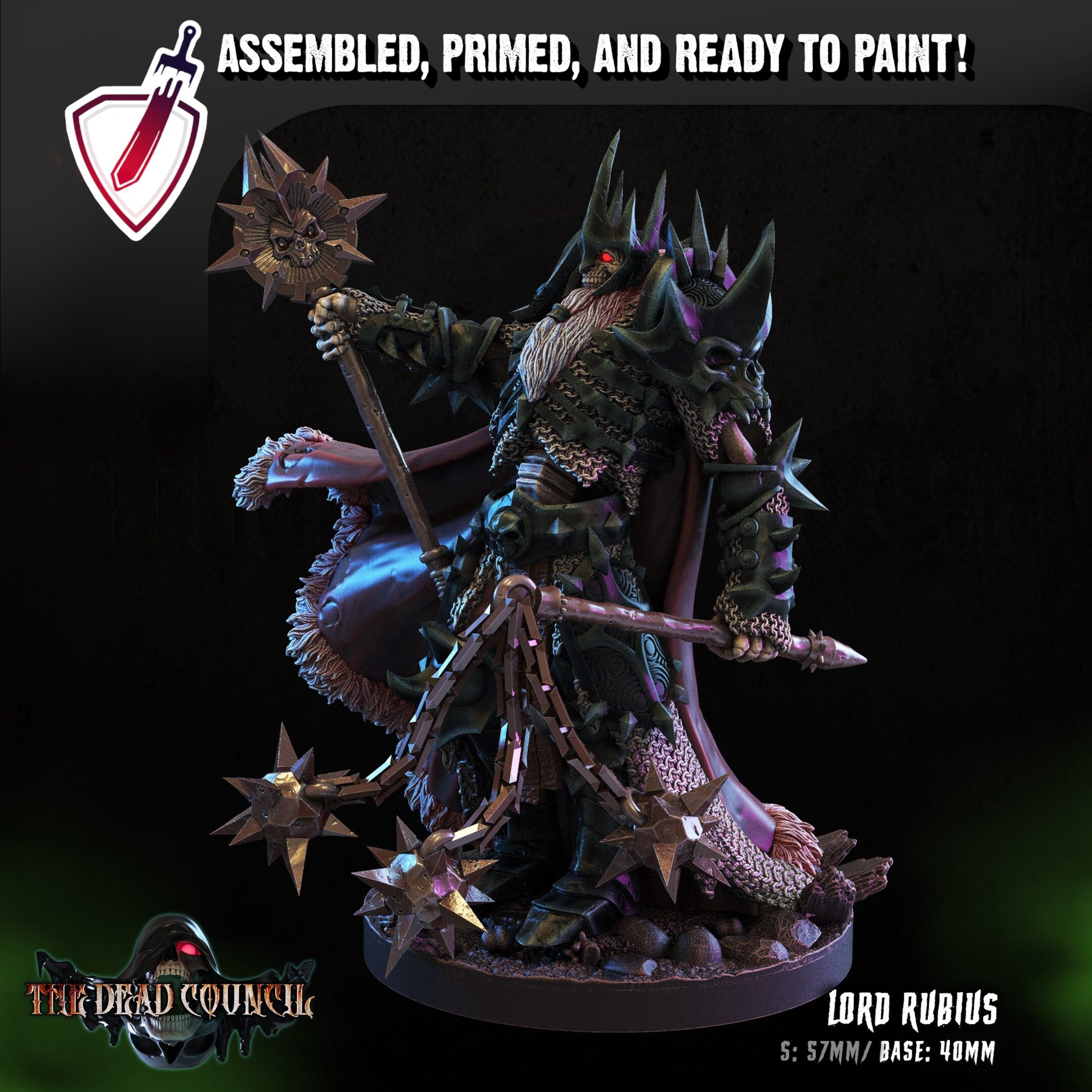 Lord Rubius | Miniature by Crippled God Foundry | Resin Mini For Tabletop Gaming, D&D, Pathfinder, Painting | Assembled and Primed - Brush and Battle