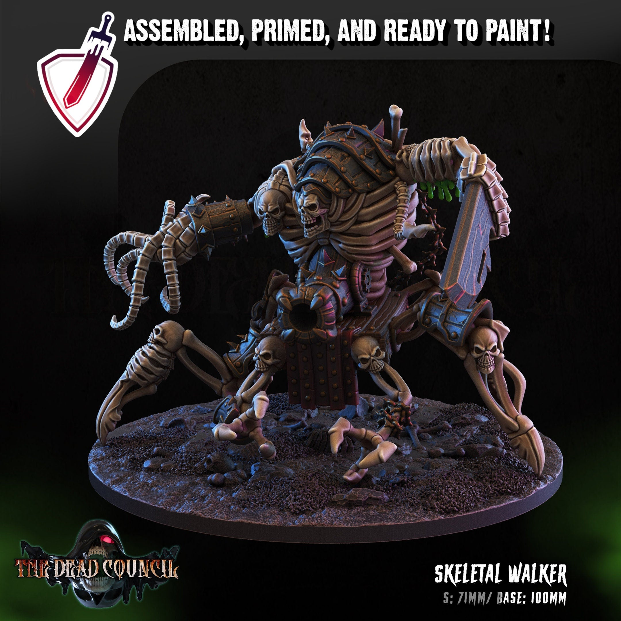 Skeletal Walker | (Large) Miniature by Crippled God Foundry | For Tabletop Gaming, D&D, Pathfinder, and Painting | Assembled and Primed - Brush and Battle