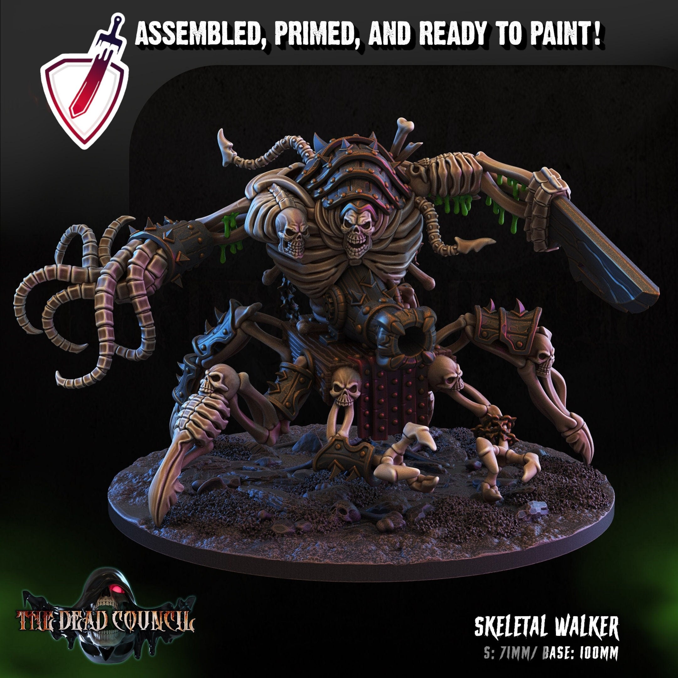 Skeletal Walker | (Large) Miniature by Crippled God Foundry | For Tabletop Gaming, D&D, Pathfinder, and Painting | Assembled and Primed - Brush and Battle