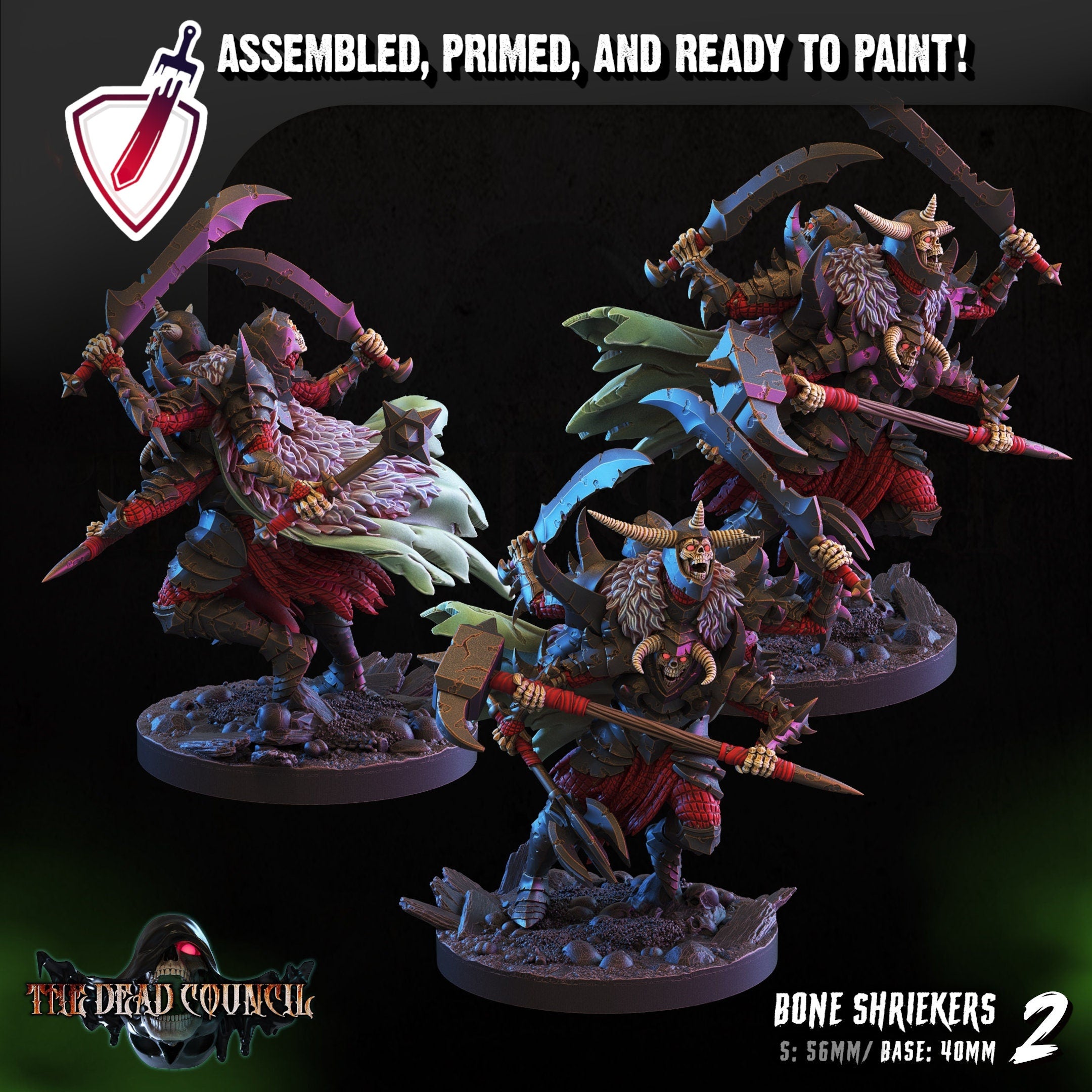 Bone Shriekers | Miniatures by Crippled God Foundry | Resin Mini for Tabletop Gaming, D&D, Pathfinder, and Painting | Assembled and Primed - Brush and Battle