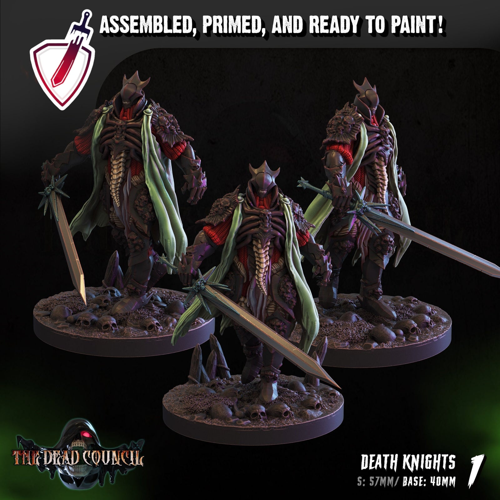 Death Knights | Miniatures by Crippled God Foundry | Resin Mini for Tabletop Gaming, D&D, Pathfinder, and Painting | Assembled and Primed - Brush and Battle