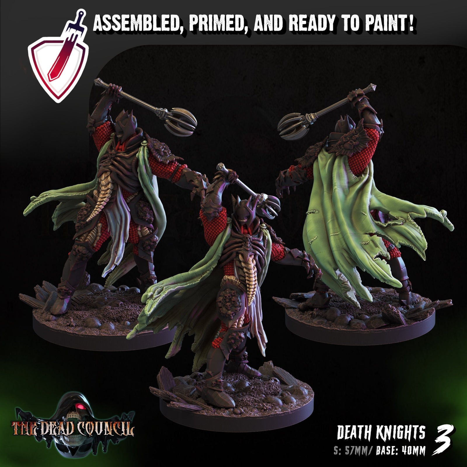 Death Knights | Miniatures by Crippled God Foundry | Resin Mini for Tabletop Gaming, D&D, Pathfinder, and Painting | Assembled and Primed - Brush and Battle