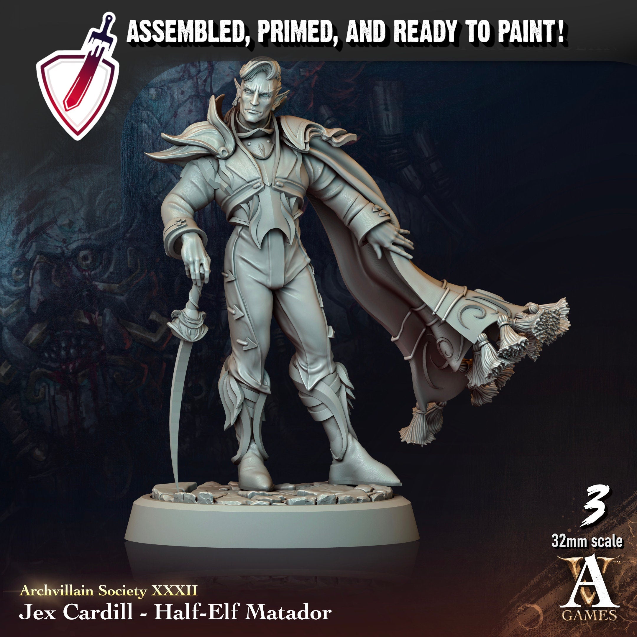 Heroes Vol. XXXII | Miniatures by Archvillain Games | Resin Mini for Tabletop Gaming, D&D, Pathfinder, and Painting | Assembled and Primed - Brush and Battle