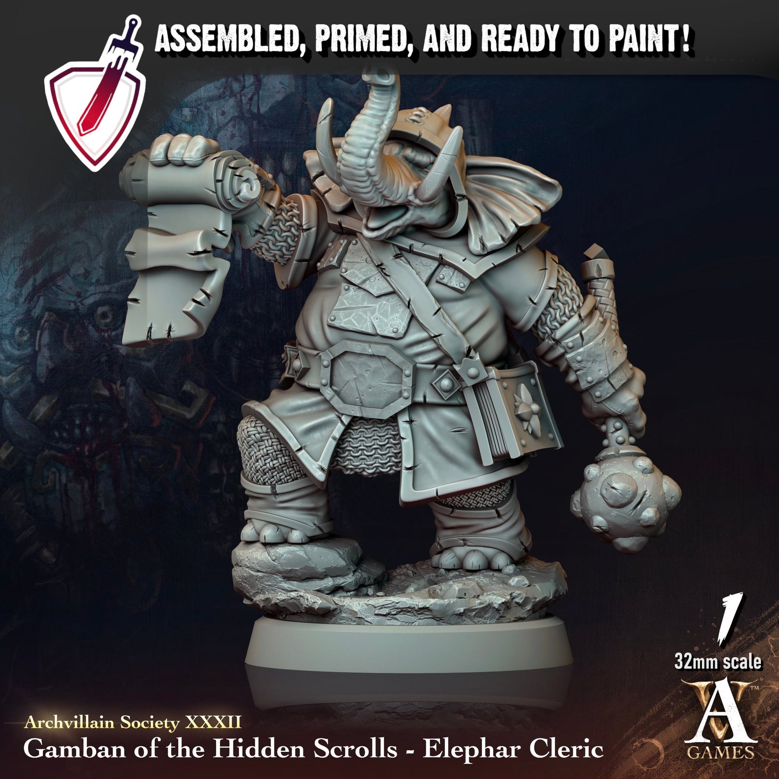 Heroes Vol. XXXII | Miniatures by Archvillain Games | Resin Mini for Tabletop Gaming, D&D, Pathfinder, and Painting | Assembled and Primed - Brush and Battle