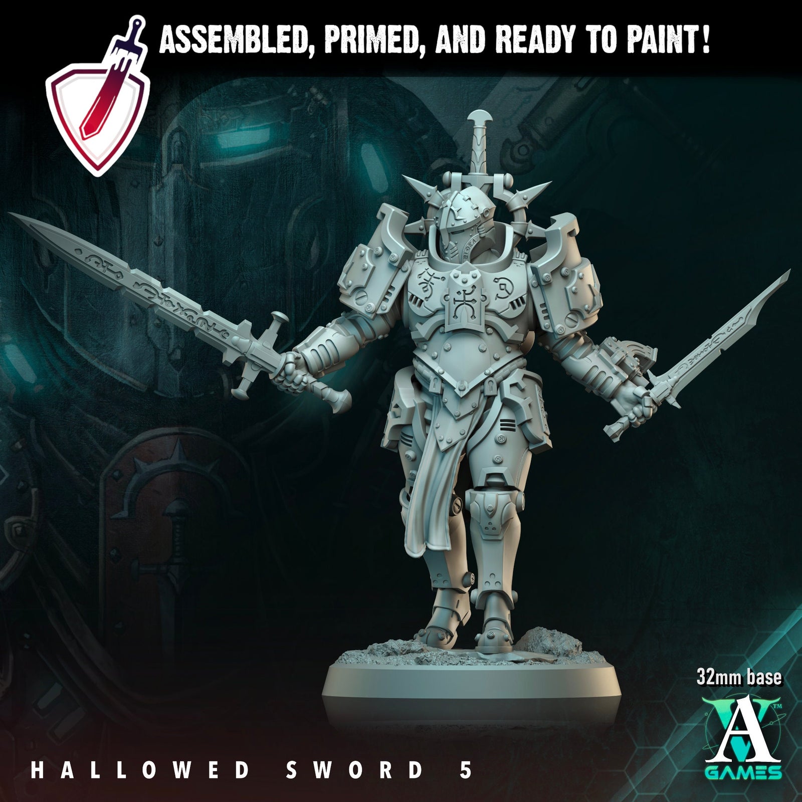 Hallowed Swords | Miniatures by Archvillain Games | Resin Mini for Tabletop Gaming, D&D, Wargaming, and Painting | Assembled and Primed - Brush and Battle