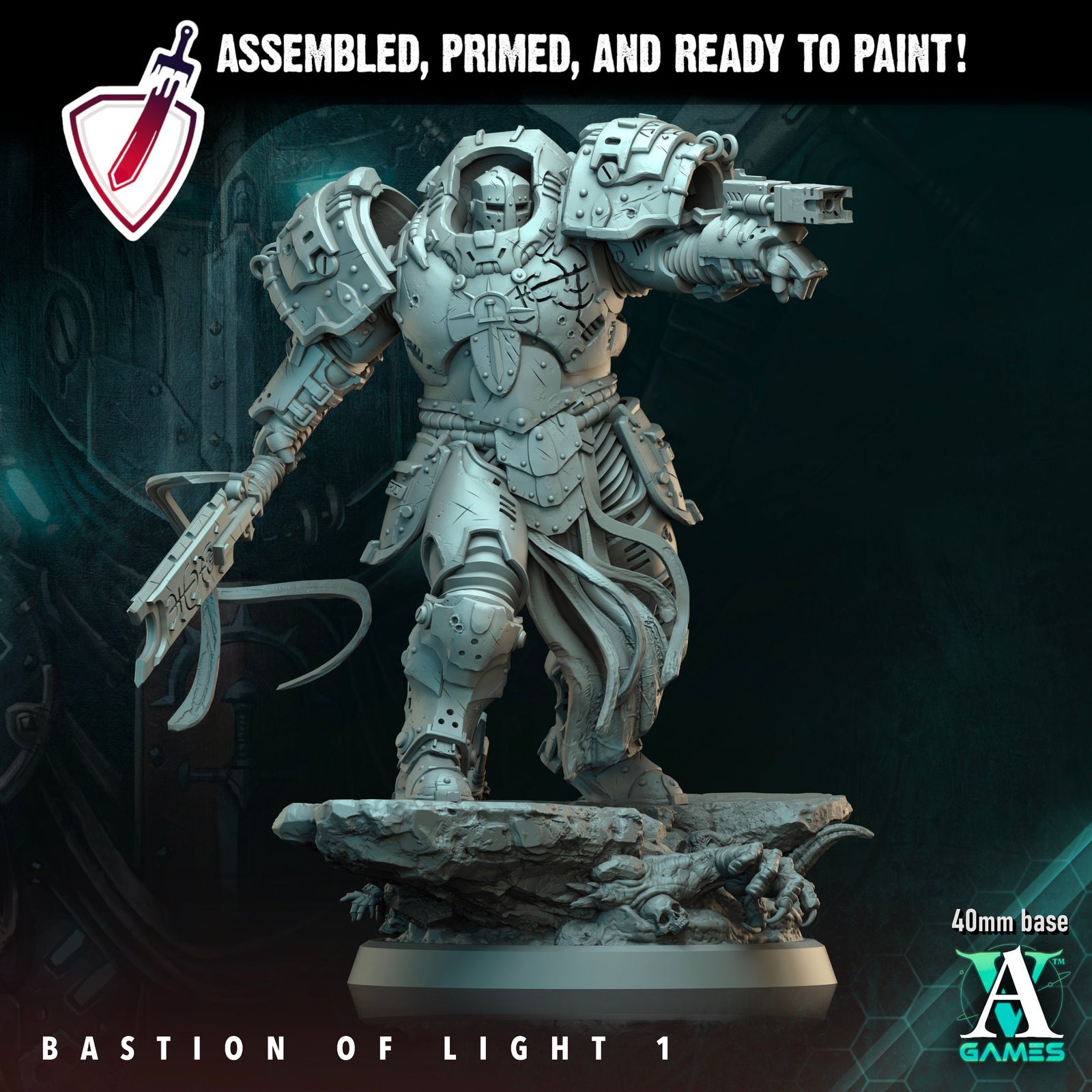 Bastions of Light | Miniatures by Archvillain Games | Resin Mini for Tabletop Gaming, D&D, Wargaming, and Painting | Assembled and Primed - Brush and Battle