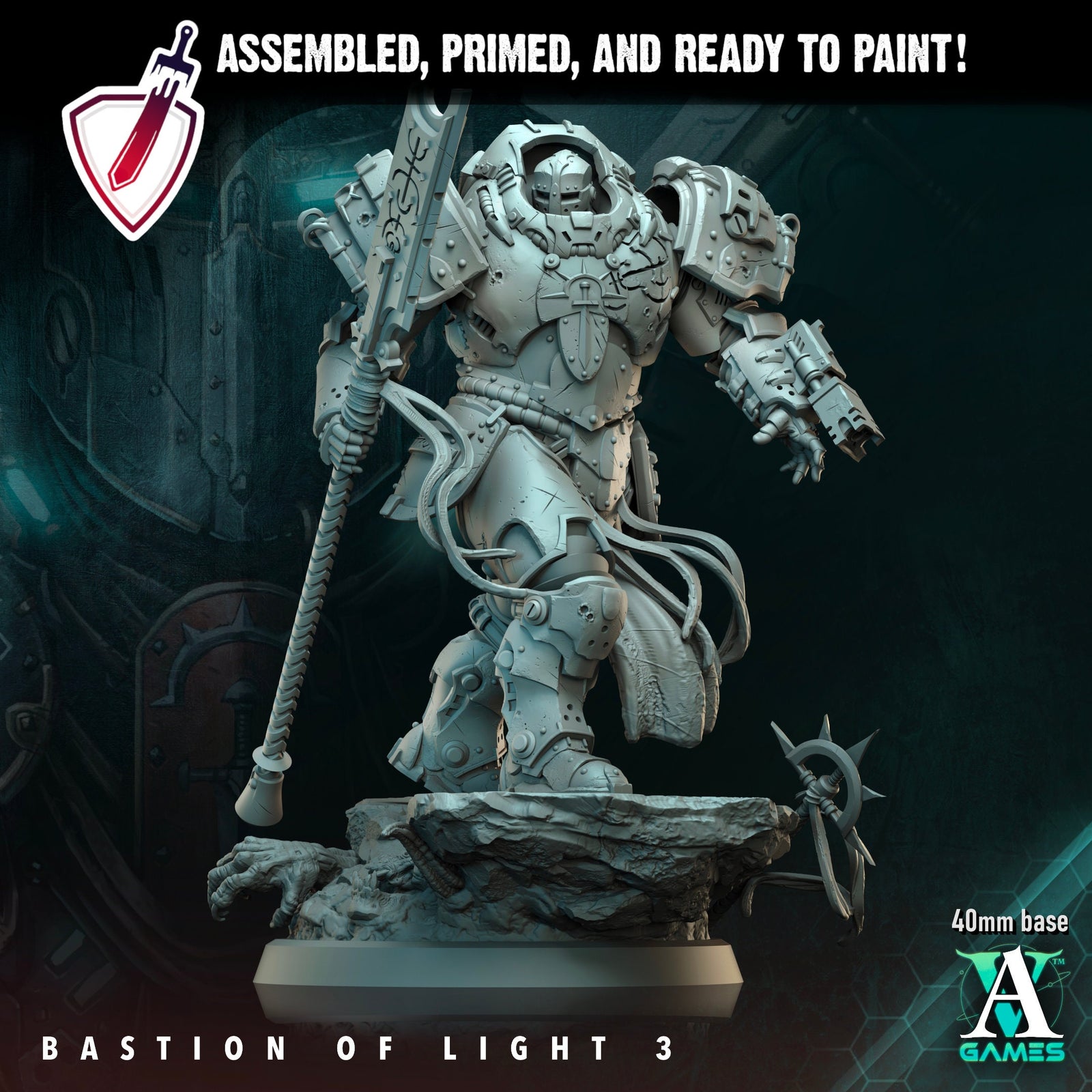 Bastions of Light | Miniatures by Archvillain Games | Resin Mini for Tabletop Gaming, D&D, Wargaming, and Painting | Assembled and Primed - Brush and Battle