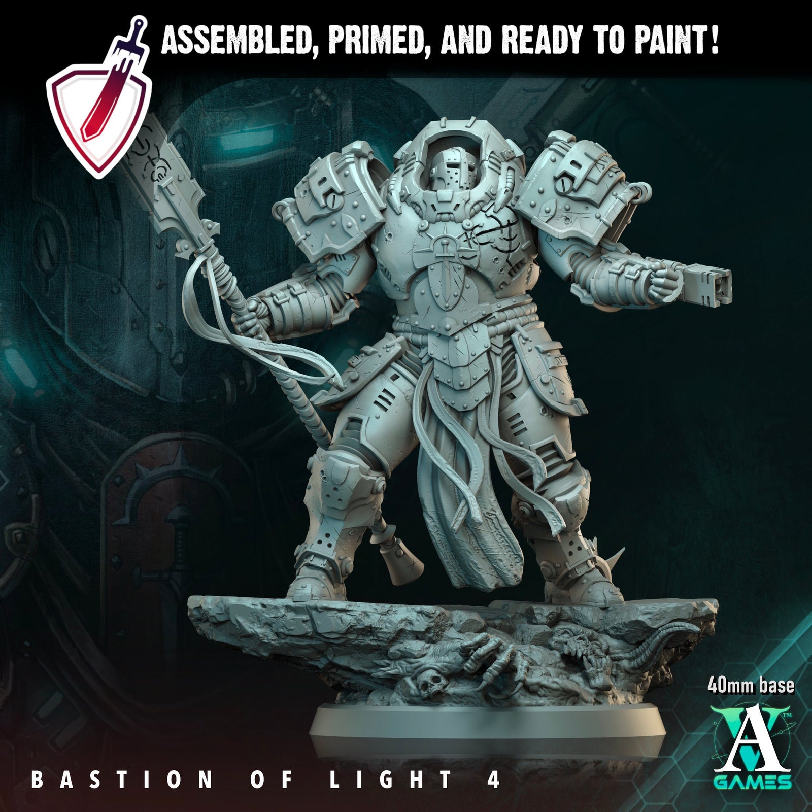 Bastions of Light | Miniatures by Archvillain Games | Resin Mini for Tabletop Gaming, D&D, Wargaming, and Painting | Assembled and Primed - Brush and Battle