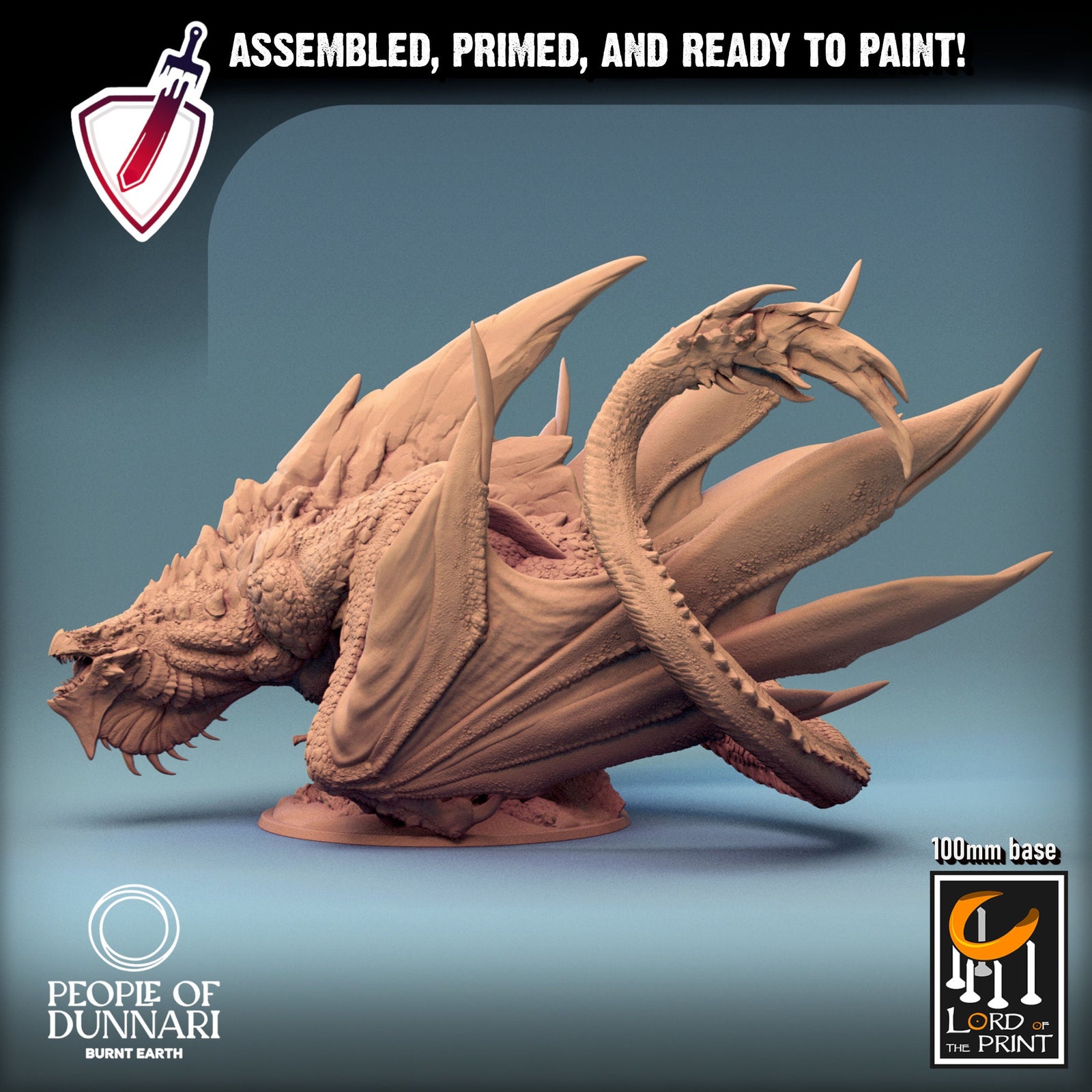 Dunnari Wyvern | (Massive) Miniature by Lord of the Print | Resin Mini For Tabletop Gaming, D&D, Pathfinder, Painting | Assembled and Primed - Brush and Battle