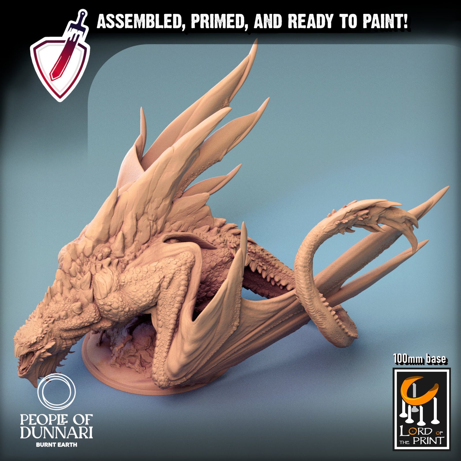 Dunnari Wyvern | (Massive) Miniature by Lord of the Print | Resin Mini For Tabletop Gaming, D&D, Pathfinder, Painting | Assembled and Primed - Brush and Battle