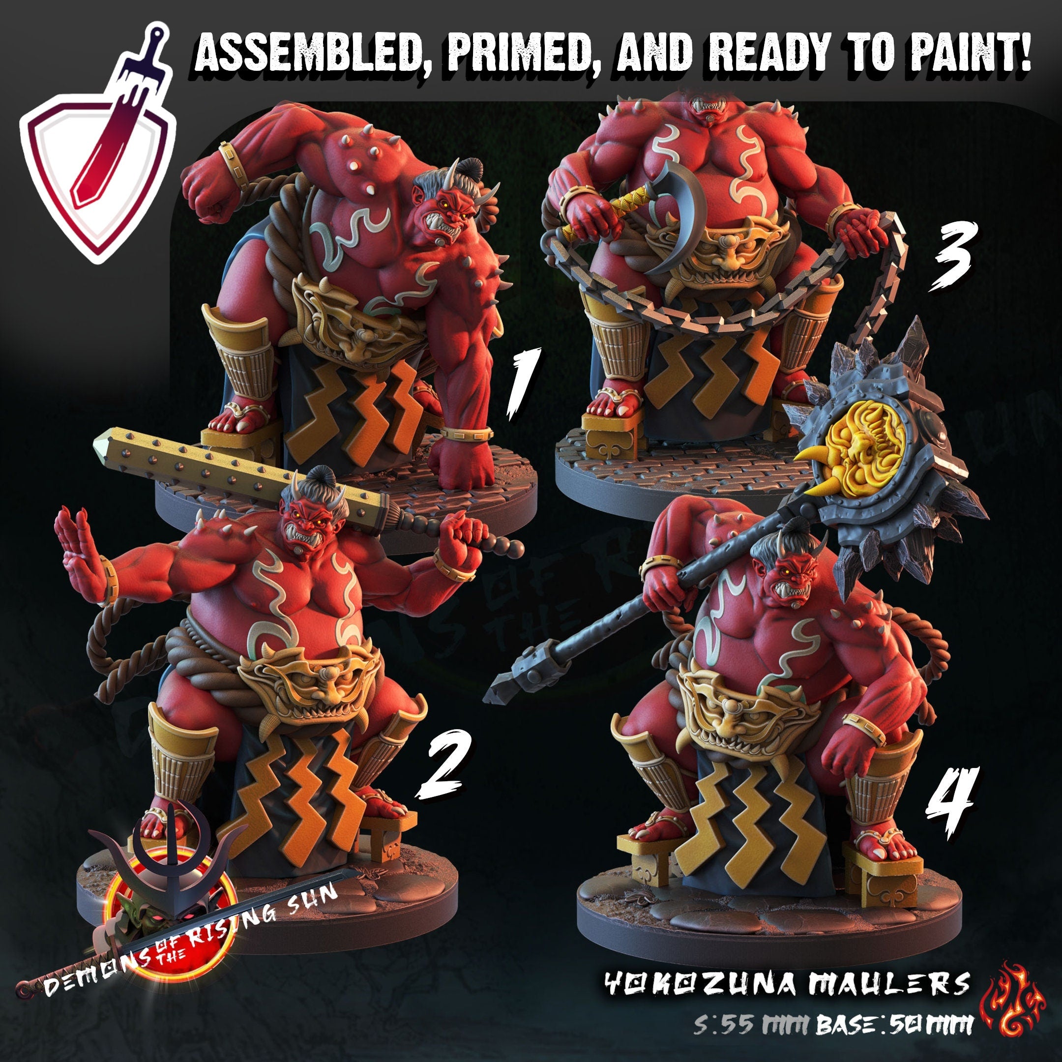 Yokozuna Maulers | Miniature by Crippled God Foundry | For Tabletop Gaming, D&D, Pathfinder, and Painting | Assembled and Primed - Brush and Battle