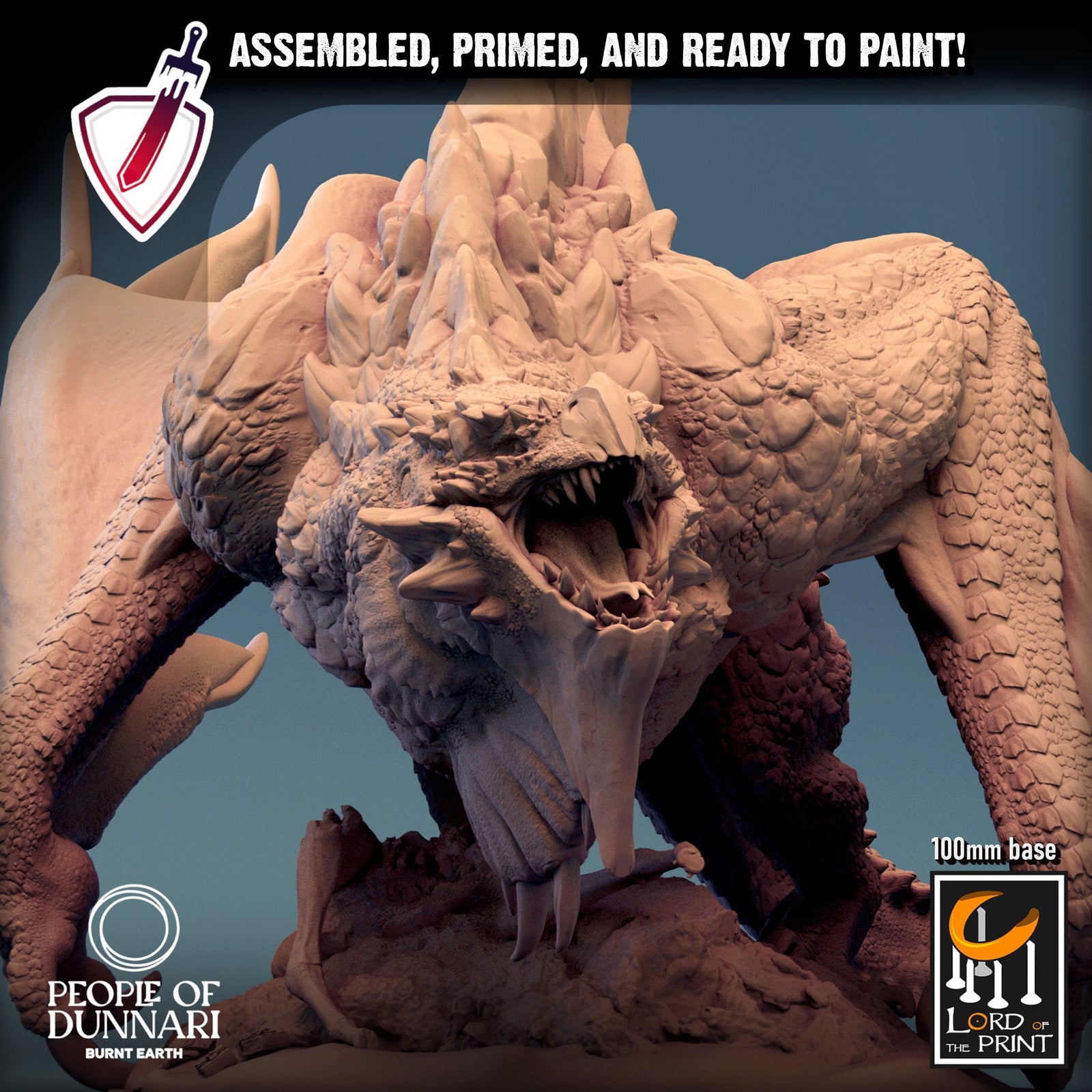 Dunnari Wyvern | (Massive) Miniature by Lord of the Print | Resin Mini For Tabletop Gaming, D&D, Pathfinder, Painting | Assembled and Primed - Brush and Battle