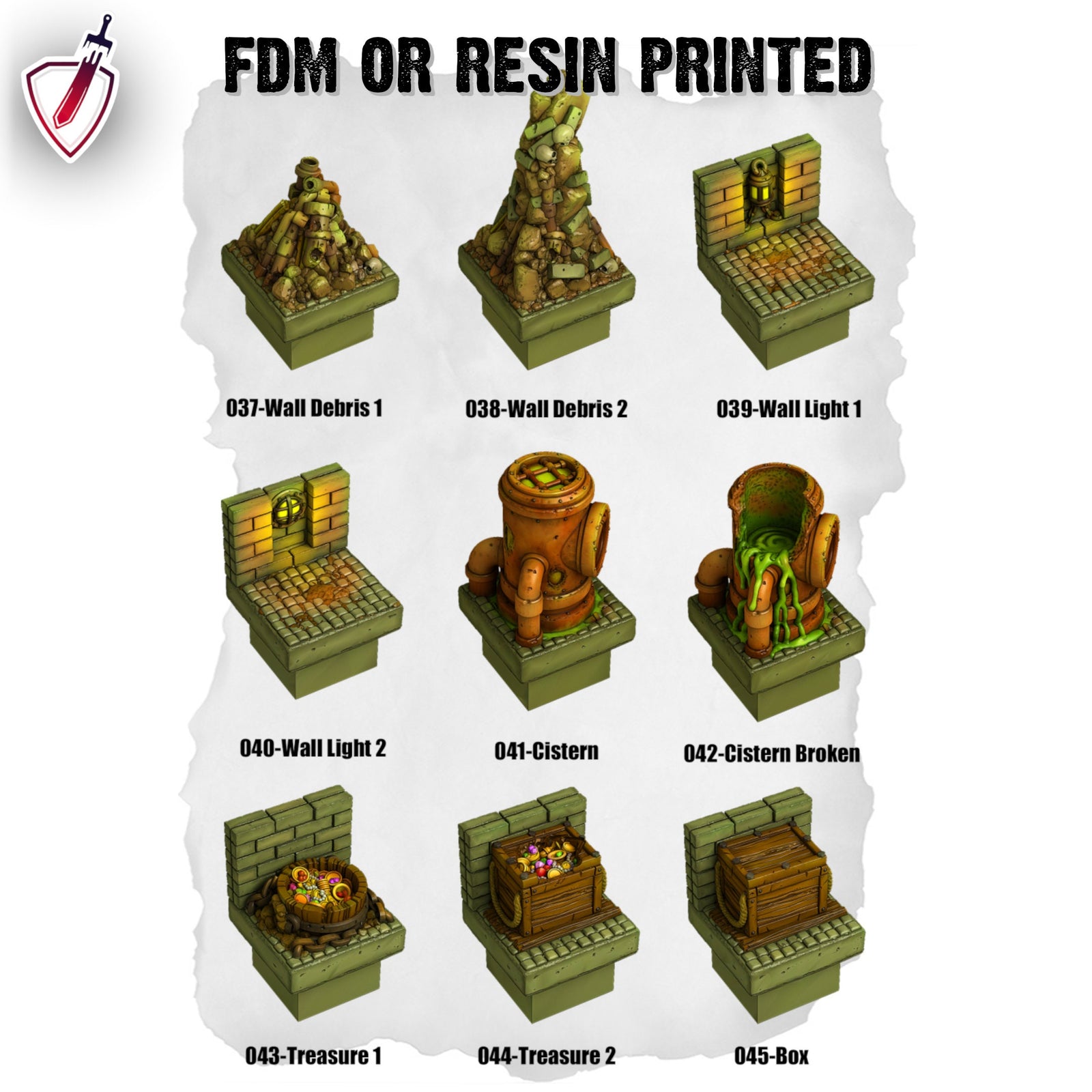 Dungeon Blocks Toxic Sewer Expansion Tiles (1-53) | FDM or Resin Printed | Great for D&D, Pathfinder, or any Tabletop RPG | Free Grids!