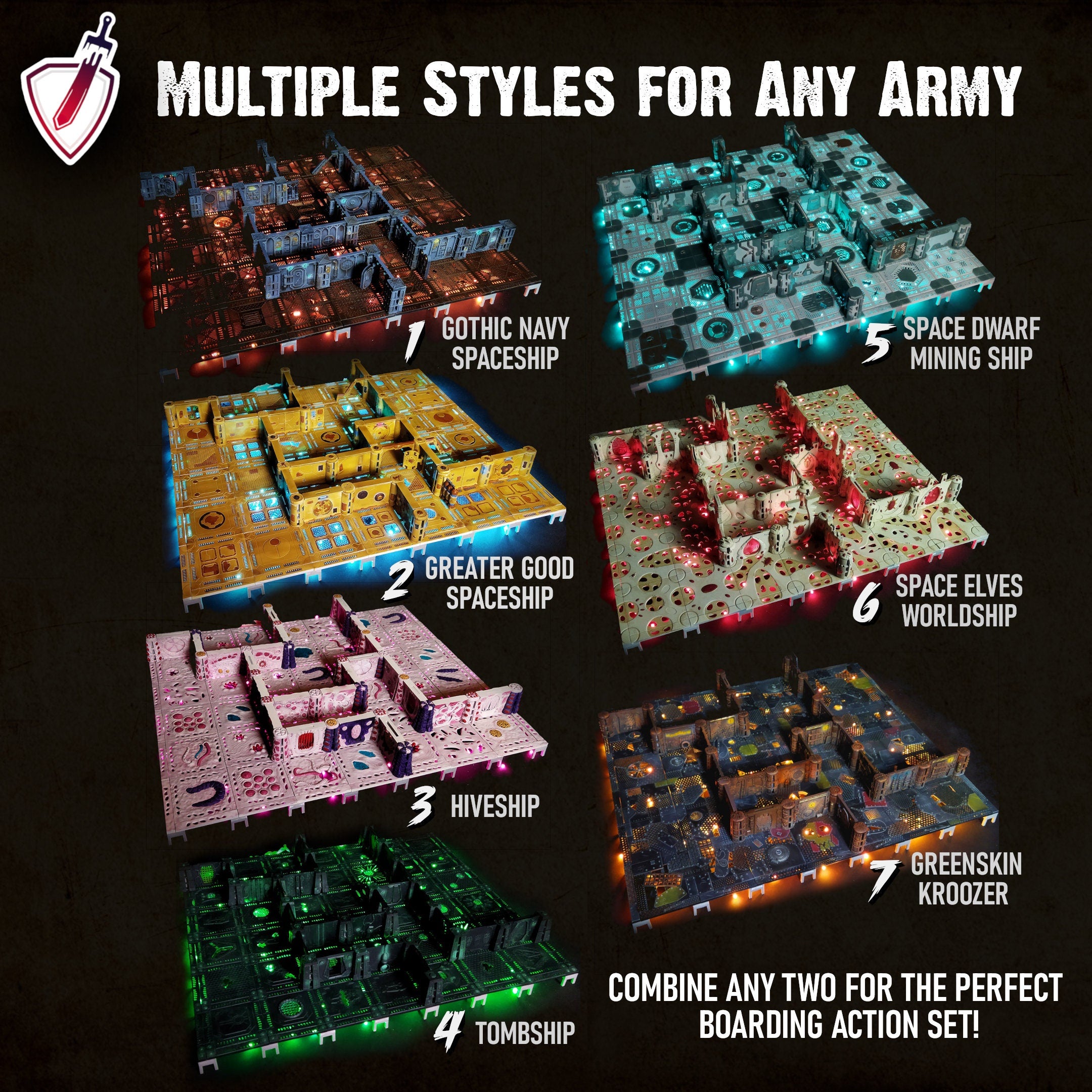 Killteam & Boarding Action Terrain | Greater Good Spaceship | Light Kit Included | 221 Pieces! - Brush and Battle