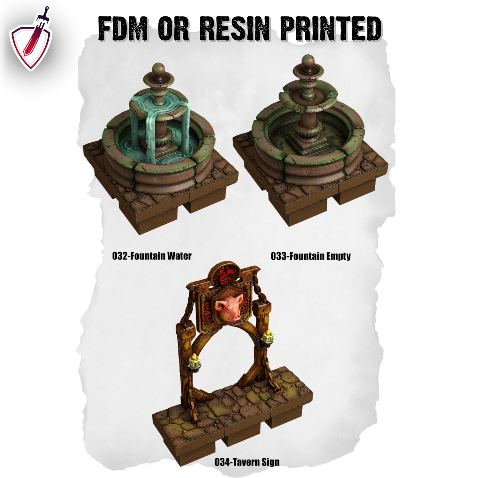 Dungeon Blocks Medieval Town Expansion Tiles (1-43) | FDM or Resin Printed | Great for D&D, Pathfinder, or any Tabletop RPG | Free Grids!