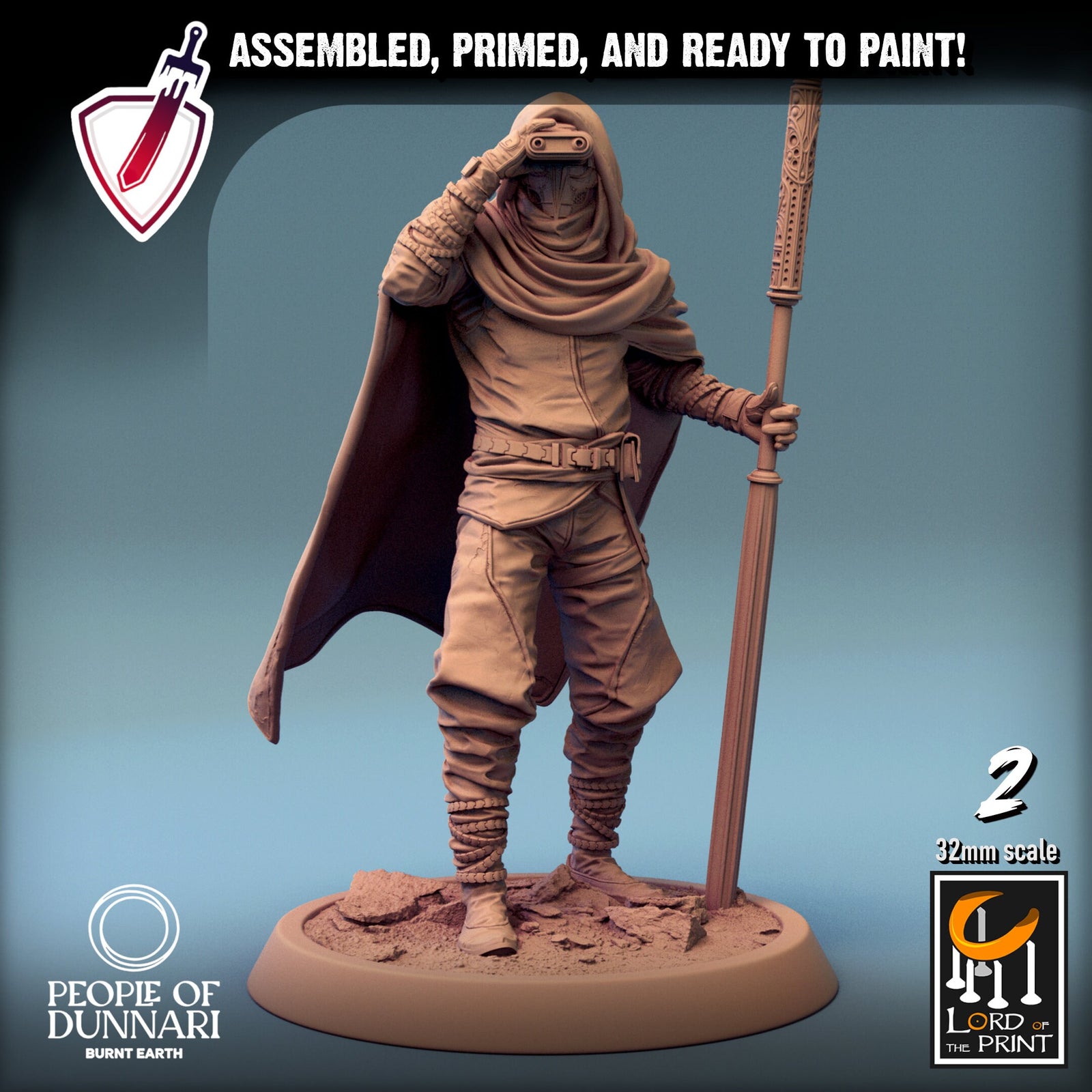 Dunnari Sandweavers | Miniatures by Lord of the Print | Resin Mini for Tabletop Gaming, D&D, Pathfinder, Painting | Assembled and Primed - Brush and Battle