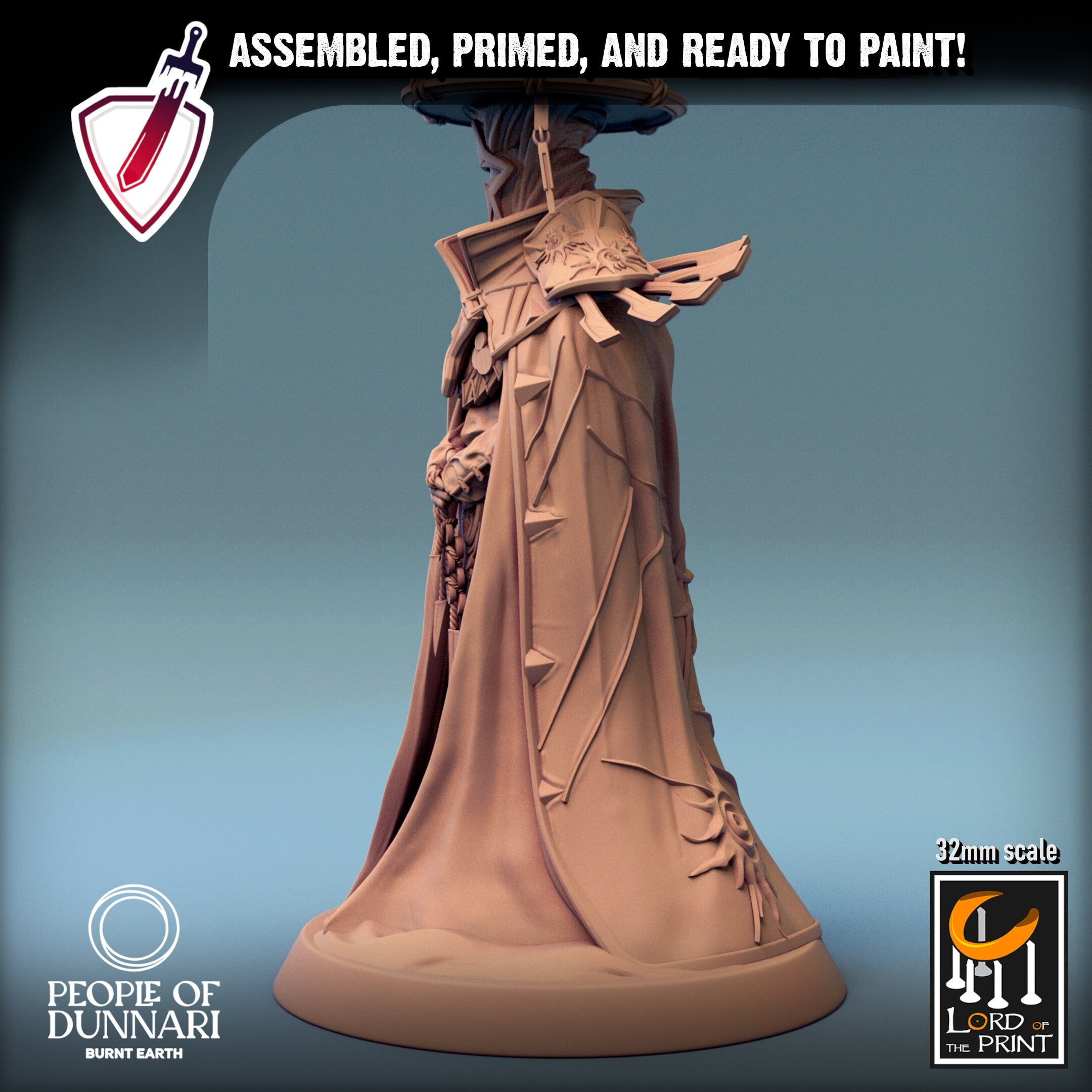 Sun Priest | Miniature by Lord of the Print | Resin Mini for Tabletop Gaming, D&D, Pathfinder, and Painting | Assembled and Primed - Brush and Battle