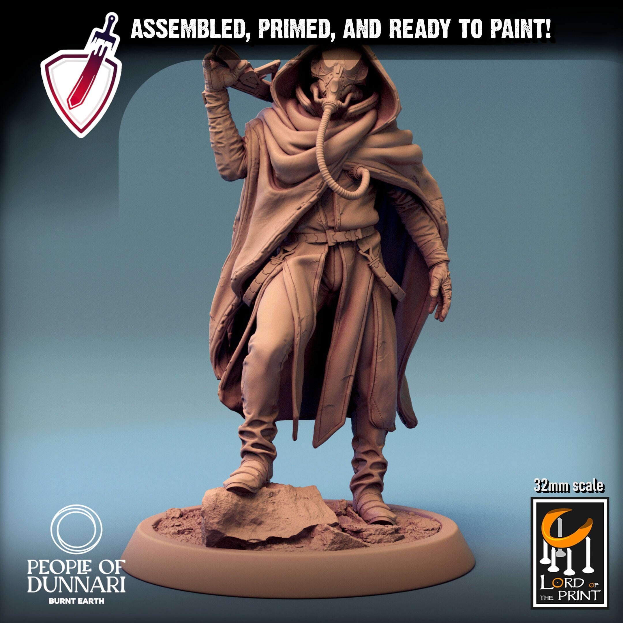 Zephyr Sandrider | Miniatures by Lord of the Print | Resin Mini for Tabletop Gaming, D&D, Pathfinder, Painting | Assembled and Primed - Brush and Battle