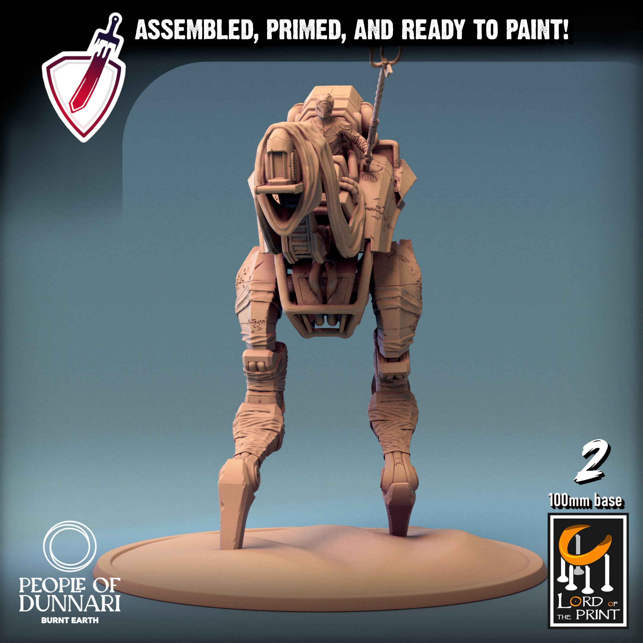 Medoka Dune Walker | (Large) Miniatures by Lord of the Print | For Tabletop Gaming, D&D, Pathfinder, Painting | Assembled and Primed - Brush and Battle
