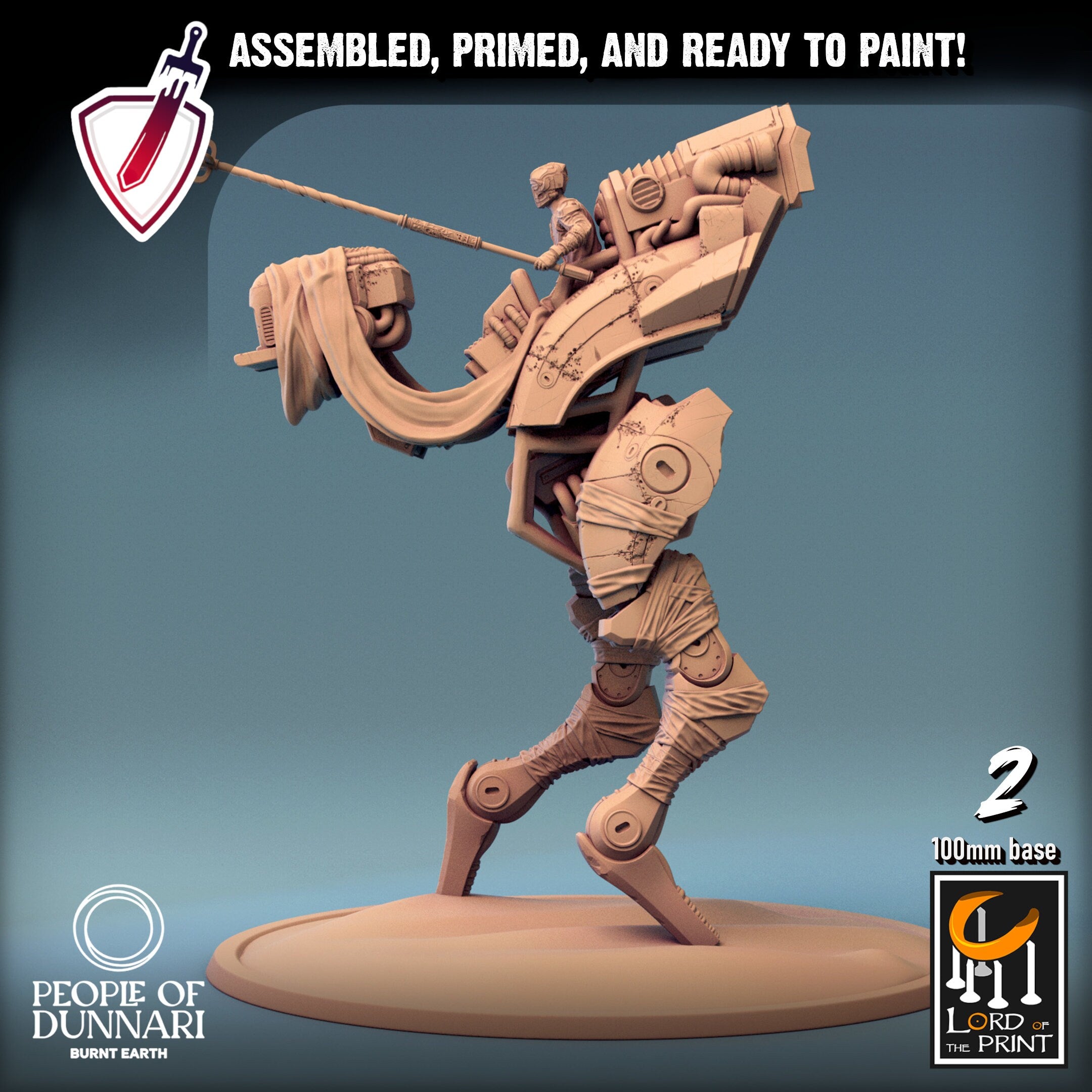 Medoka Dune Walker | (Large) Miniatures by Lord of the Print | For Tabletop Gaming, D&D, Pathfinder, Painting | Assembled and Primed - Brush and Battle