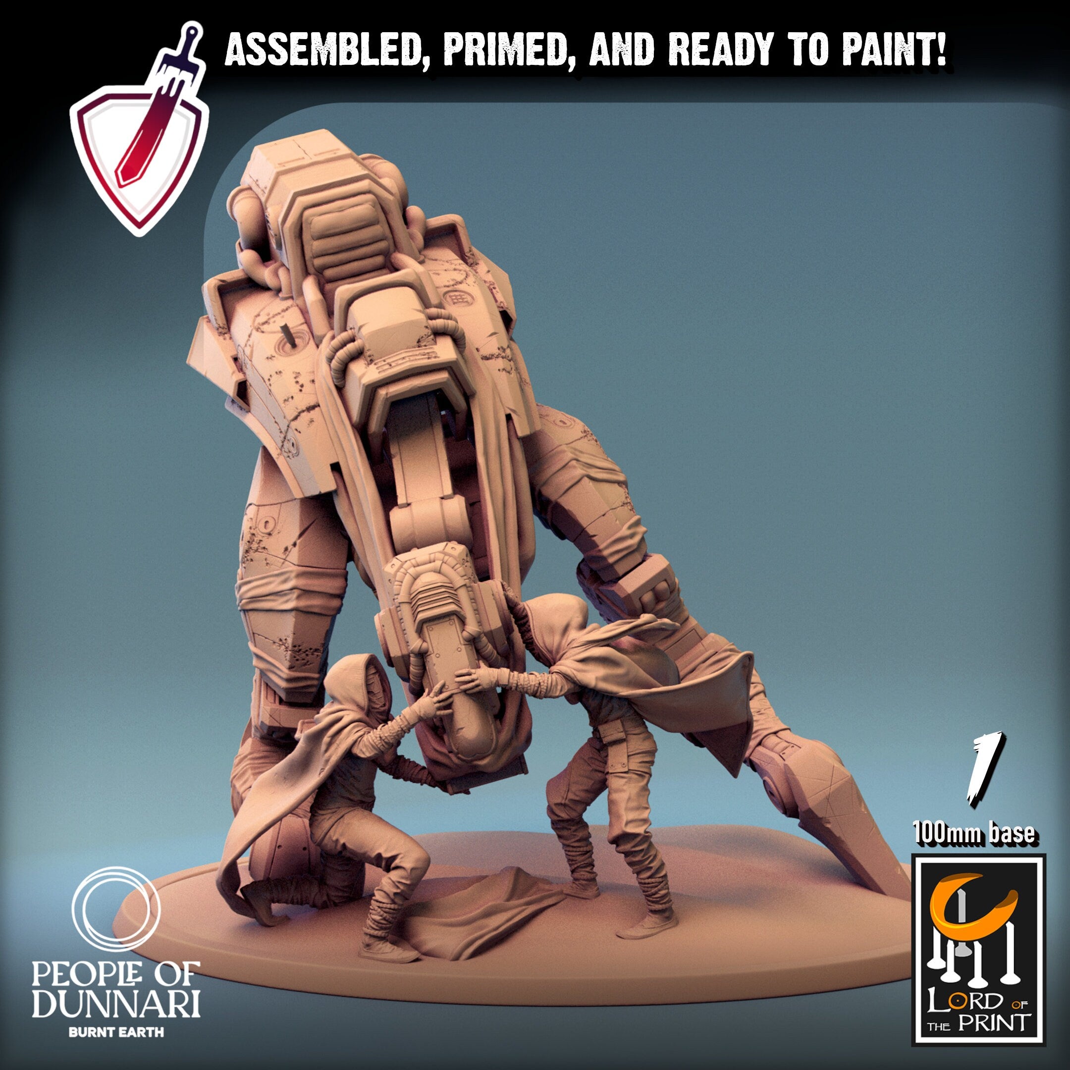 Medoka Dune Walker | (Large) Miniatures by Lord of the Print | For Tabletop Gaming, D&D, Pathfinder, Painting | Assembled and Primed - Brush and Battle